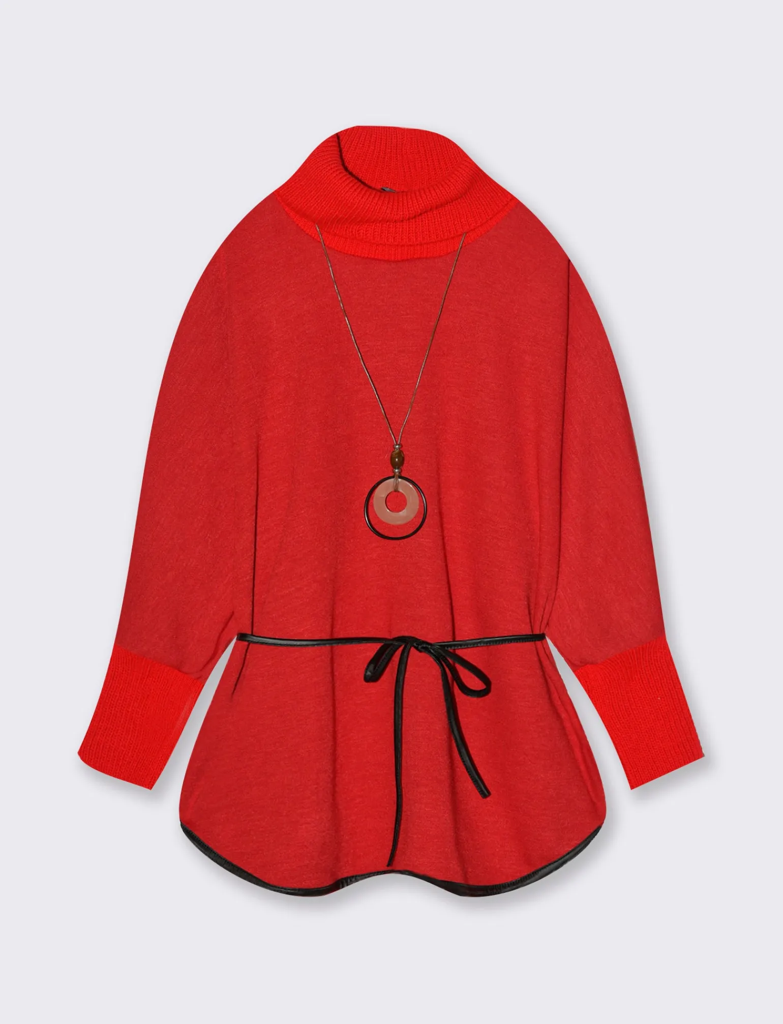Donna Piazza Italia Maglieria<Pullover collo alto con maniche a 3/4 - Rosso