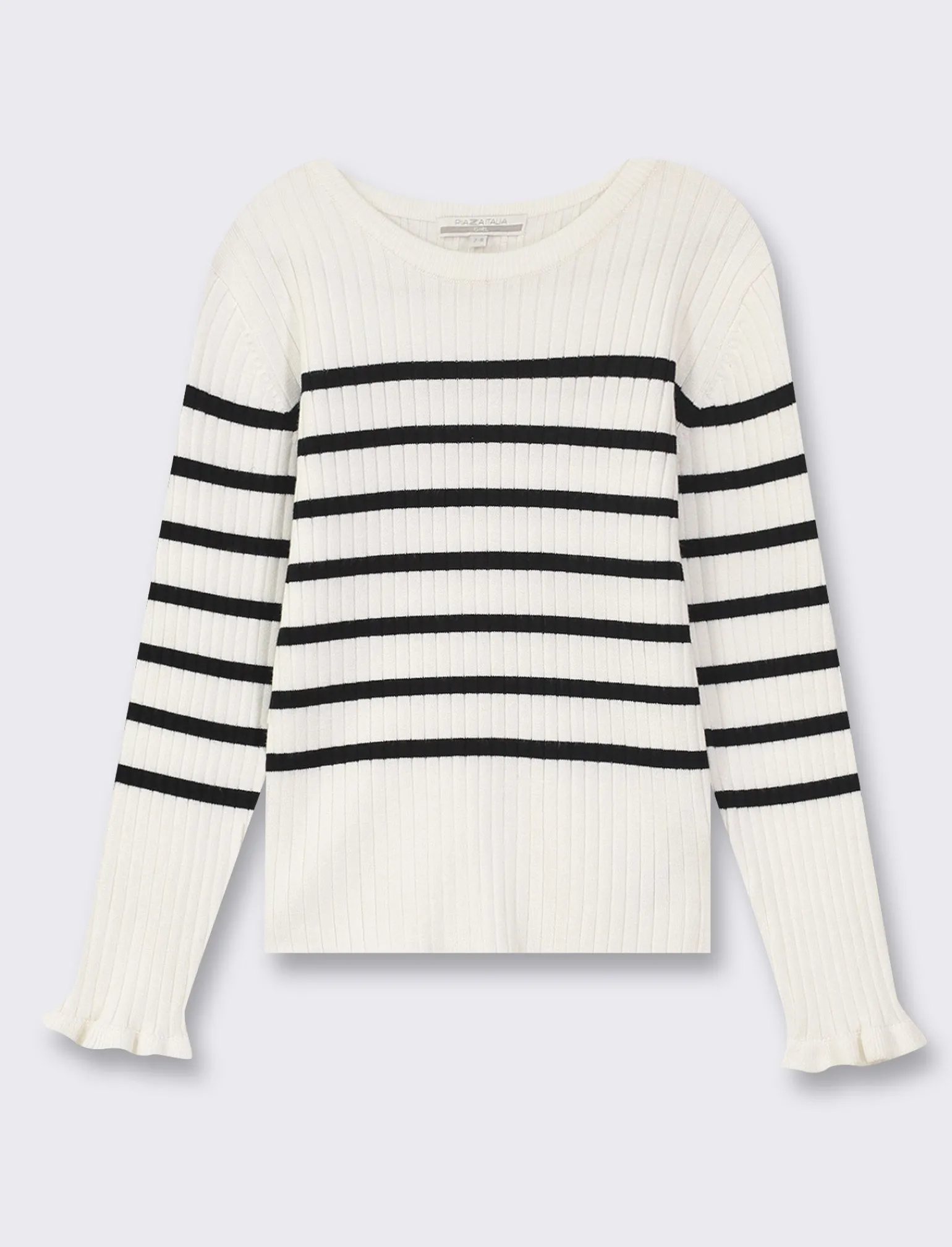 Piazza Italia Bambina | Maglieria<Pullover in maglia sottile rigata con orlo ondulato al fondo manica - Righe