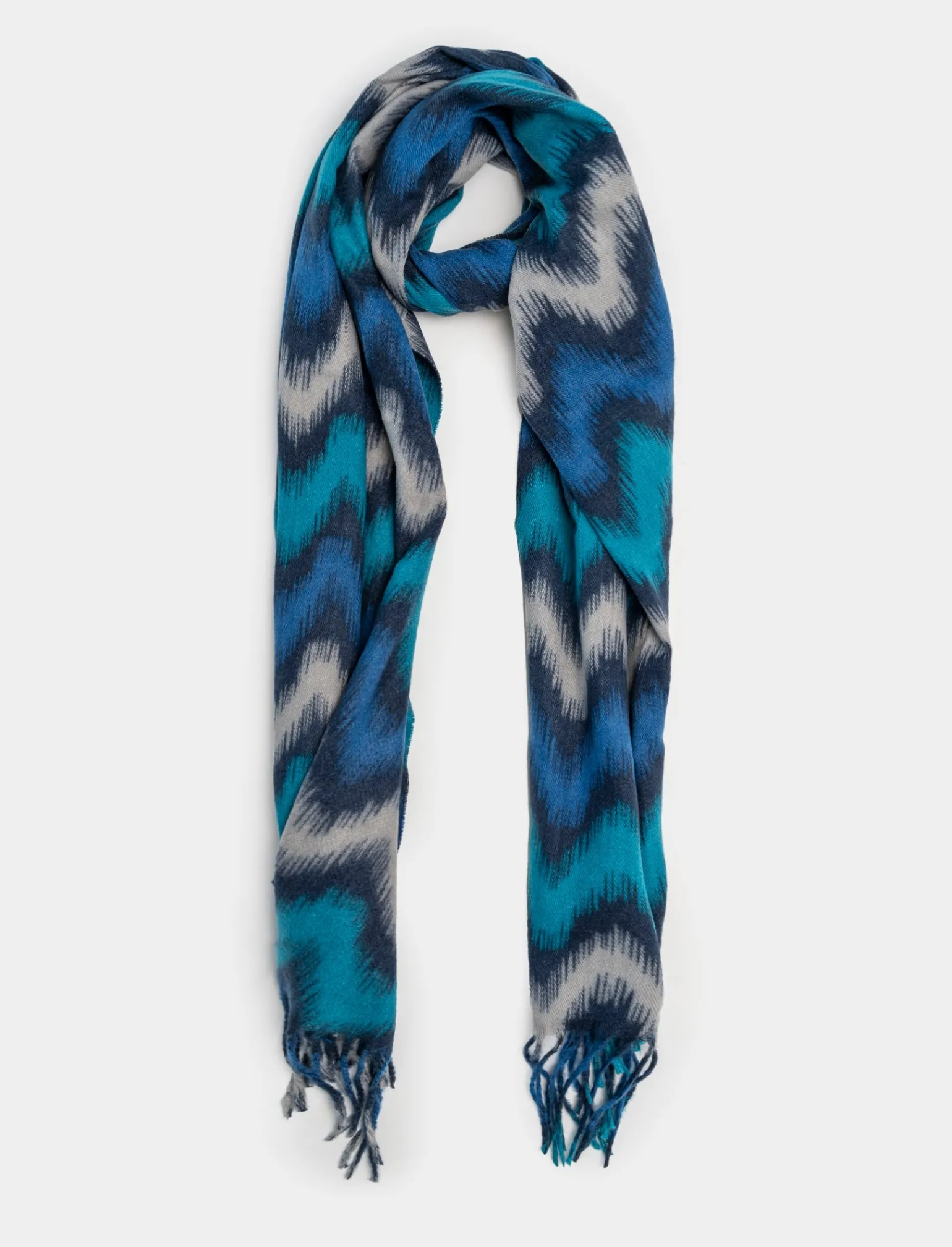 Donna Piazza Italia Foulard E Sciarpe<Sciarpa da donna con frange multicolor - petrolio