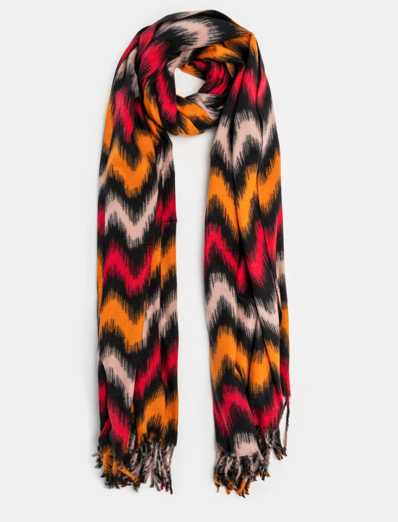 Donna Piazza Italia Foulard E Sciarpe<Sciarpa da donna con frange multicolor -