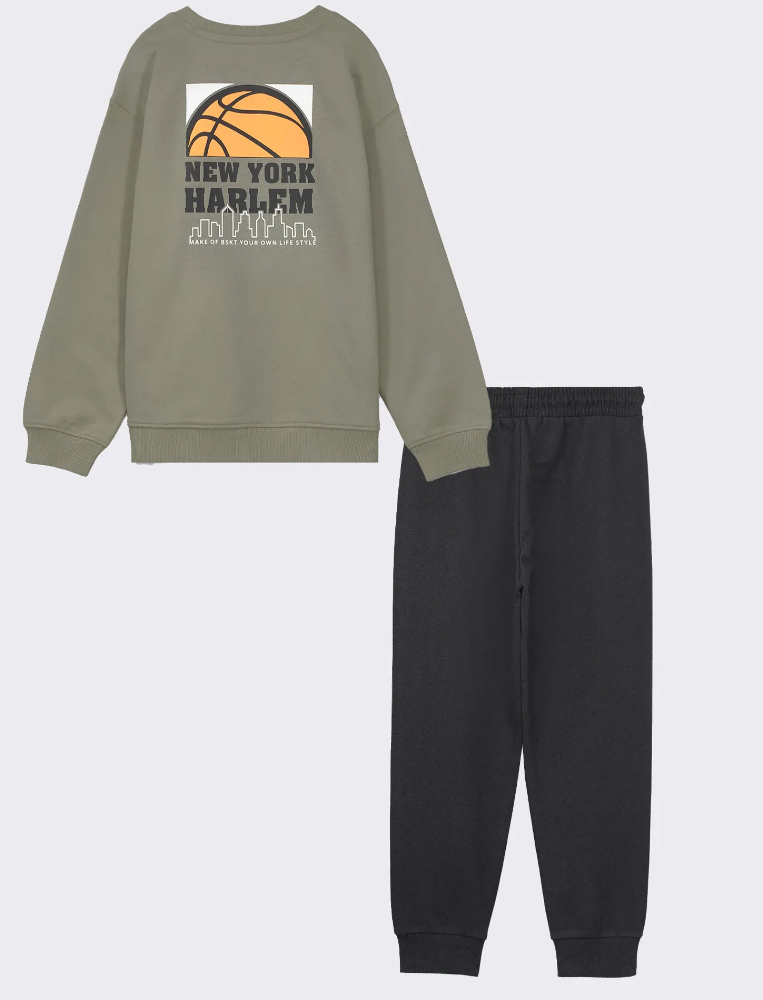 Bambino Piazza Italia Bambino | Completi<Set composto da felpa girocollo con maxi stampa sul retro e jogger con coulisse - militare