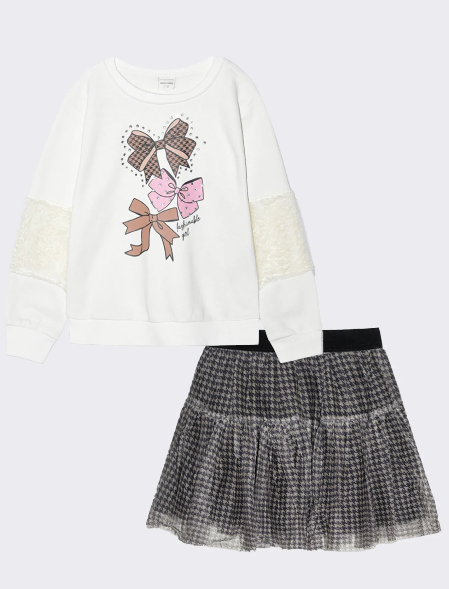 Piazza Italia Bambina | Completi<Set da bambina composto da felpa girocollo e gonna in tulle stampato pie de poul - sporco