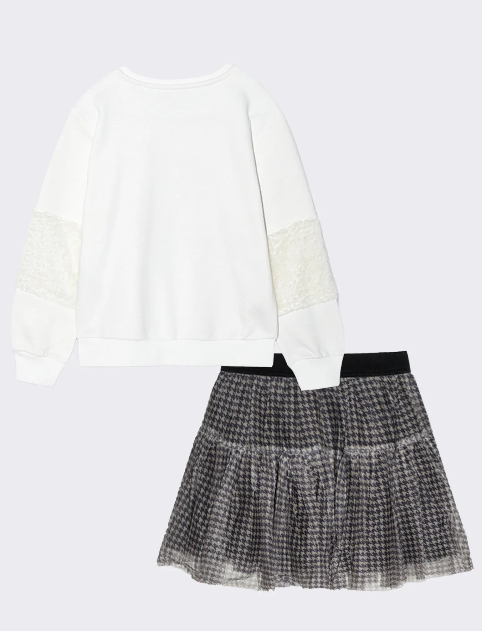 Piazza Italia Bambina | Completi<Set da bambina composto da felpa girocollo e gonna in tulle stampato pie de poul - sporco