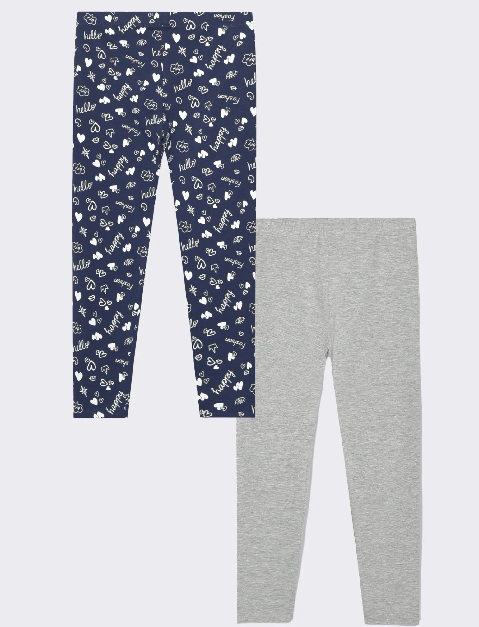 Piazza Italia Bambina | Leggings E Jogger<Set di leggings elastici lunghi con doppia variante solid color e stampa all over  -