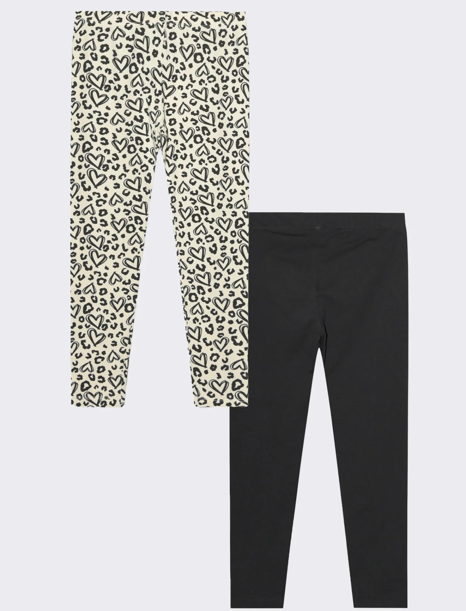 Piazza Italia Bambina | Leggings E Jogger<Set di leggings elastici lunghi con doppia variante solid color e stampa all over  -