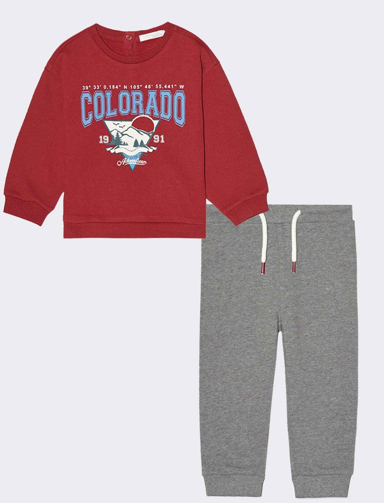 Piazza Italia Neonato | Completi<Set due pezzi felpa girocollo con stampa frontale e pantalone jogger - Bordeaux