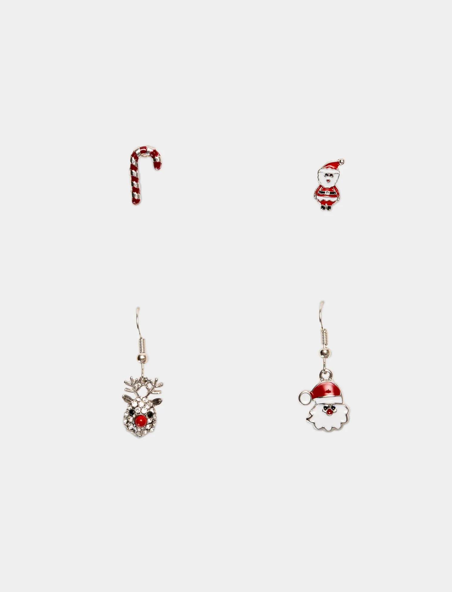 Donna Piazza Italia Bigiotteria<Set orecchini da donna natalizi multicard 4 paia - Argento