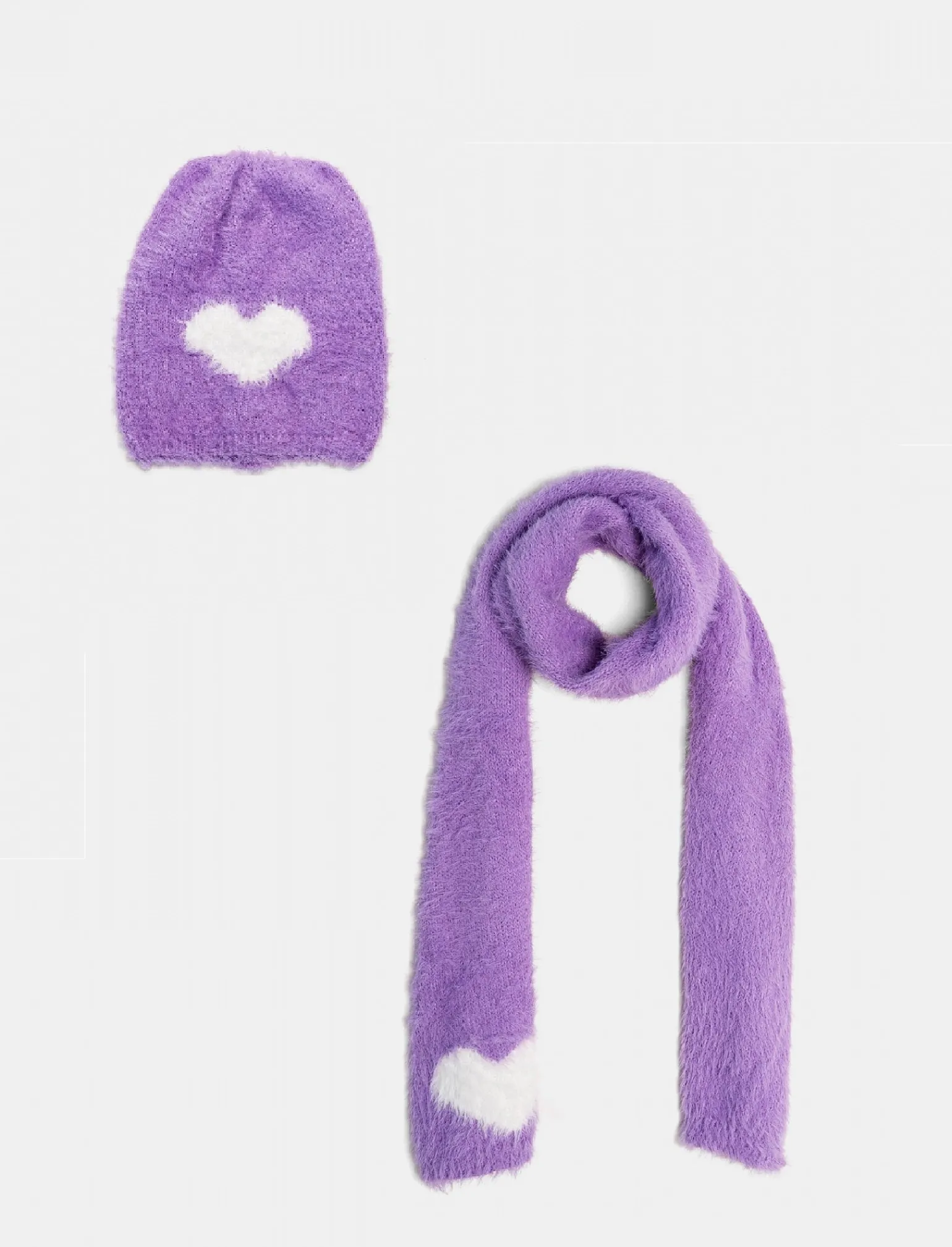 Piazza Italia Set<Set sciarpa e cappello da bambina con cuore - Lilla