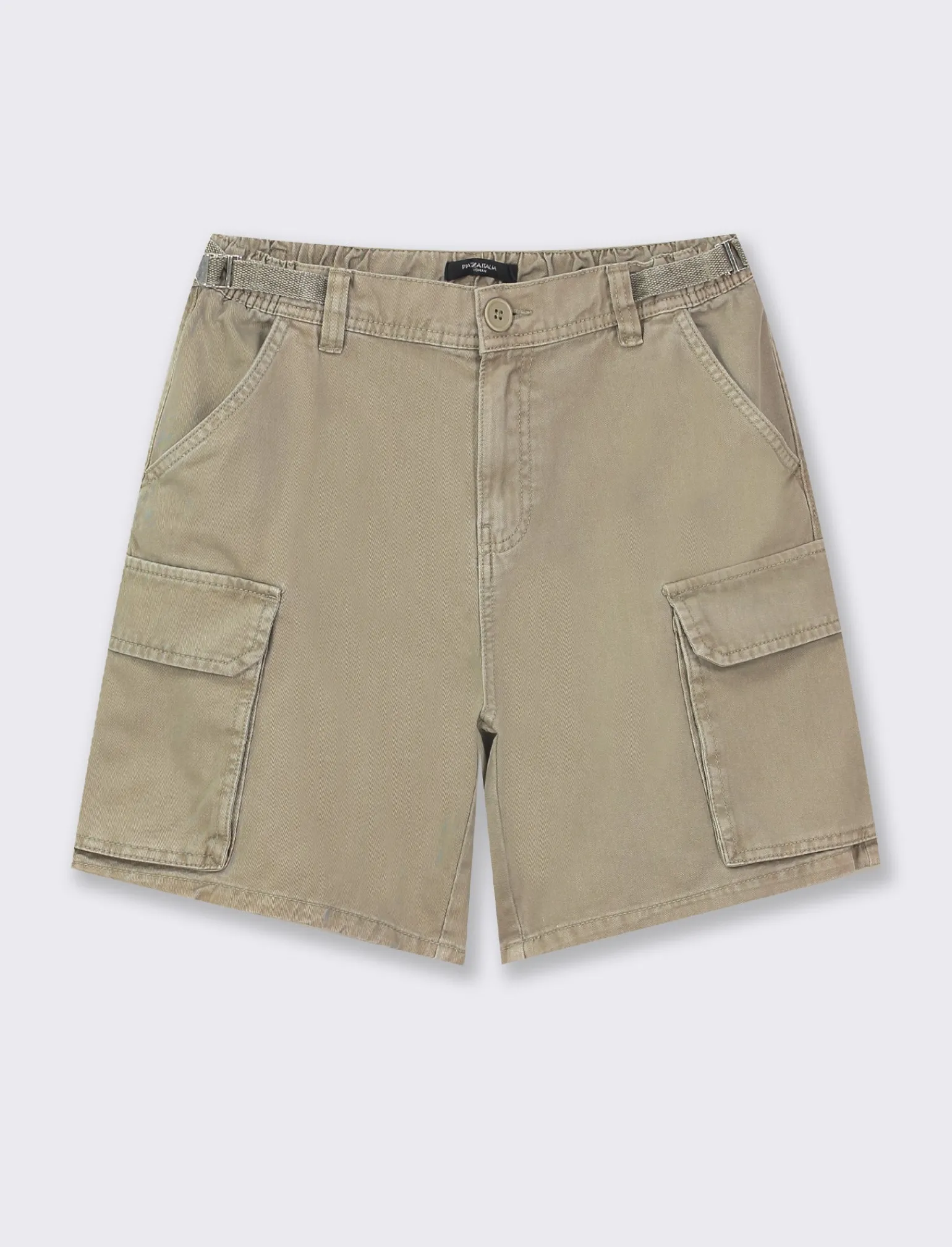 Donna Piazza Italia Donna | Shorts<Short cargo vita alta con tasche applicate e dettagli in vita con passanti e nastro regolabili - salvia