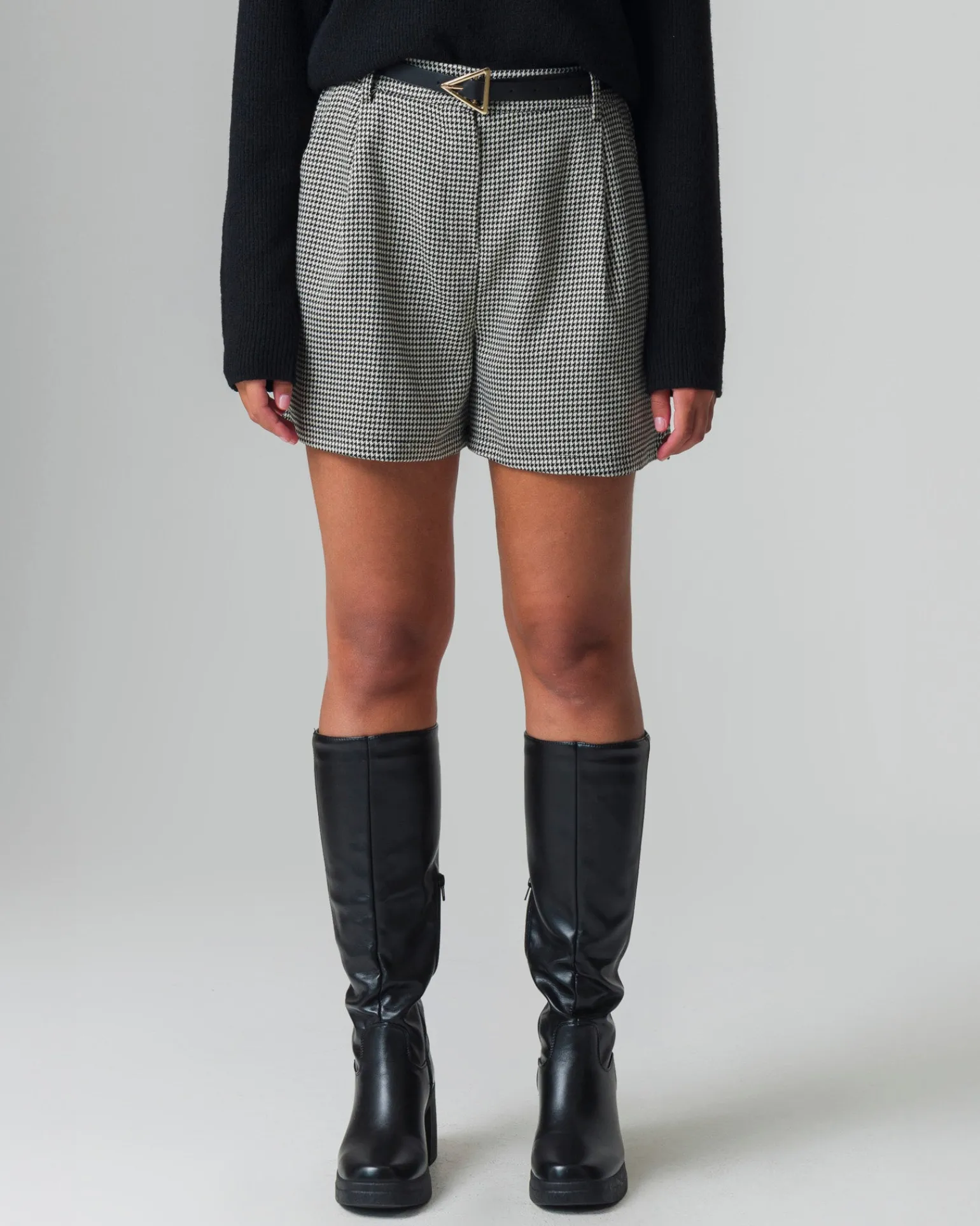Donna Piazza Italia Donna | Shorts<Short con cintura e tasche all'americana - Pied de poule