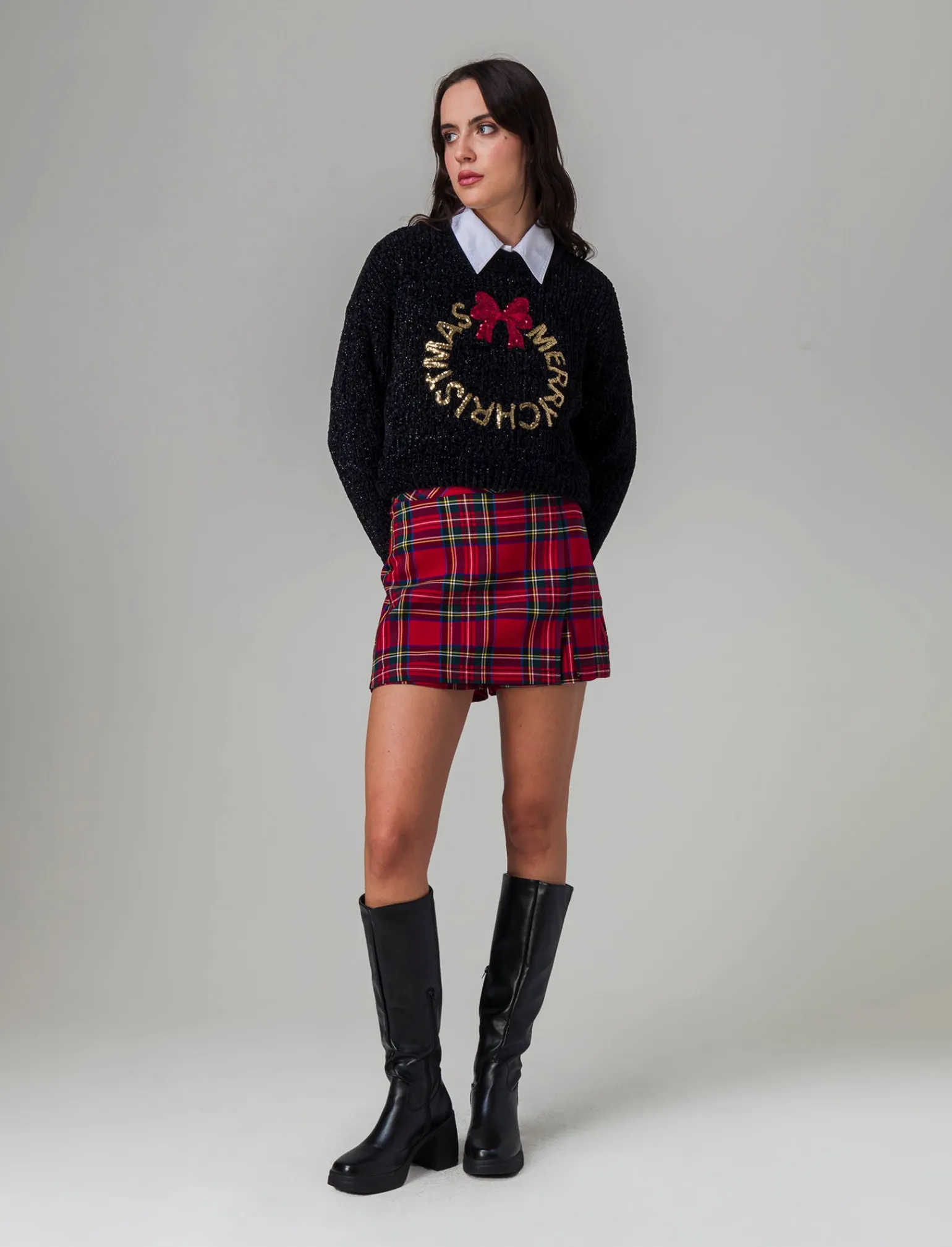 Donna Piazza Italia Shorts<Short con pettolina in fantasia scozzese - Rosso