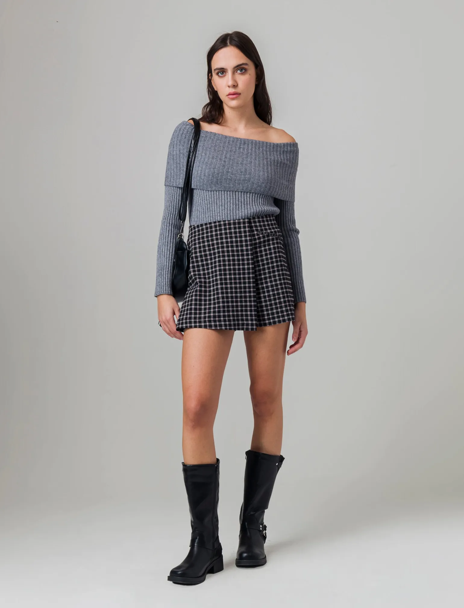 Donna Piazza Italia Shorts<Short effetto gonna in quadro - Nero