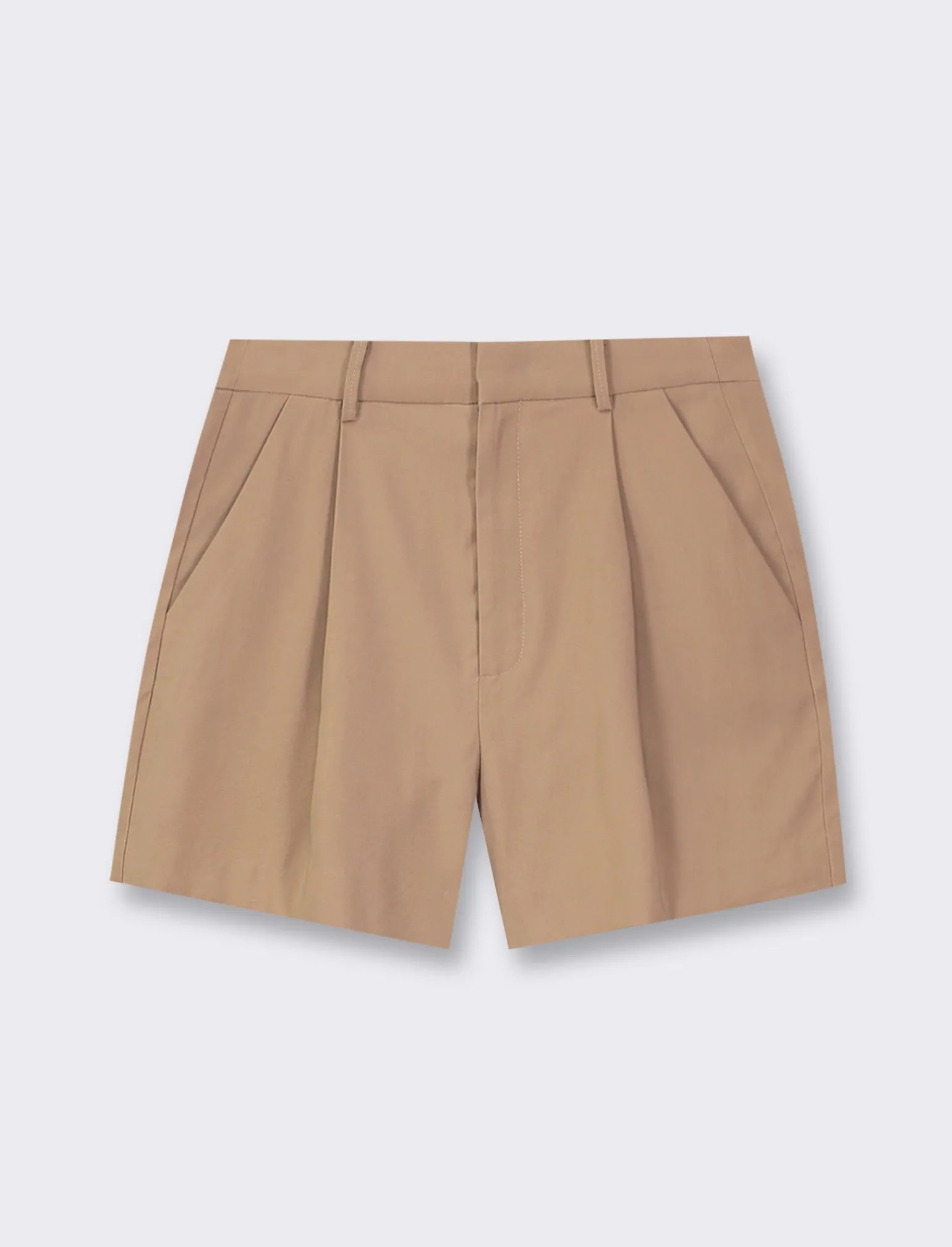 Donna Piazza Italia Shorts<Short formale in tessuto fliodo lunghezza media con chiusara con gancio e bottone - castoro
