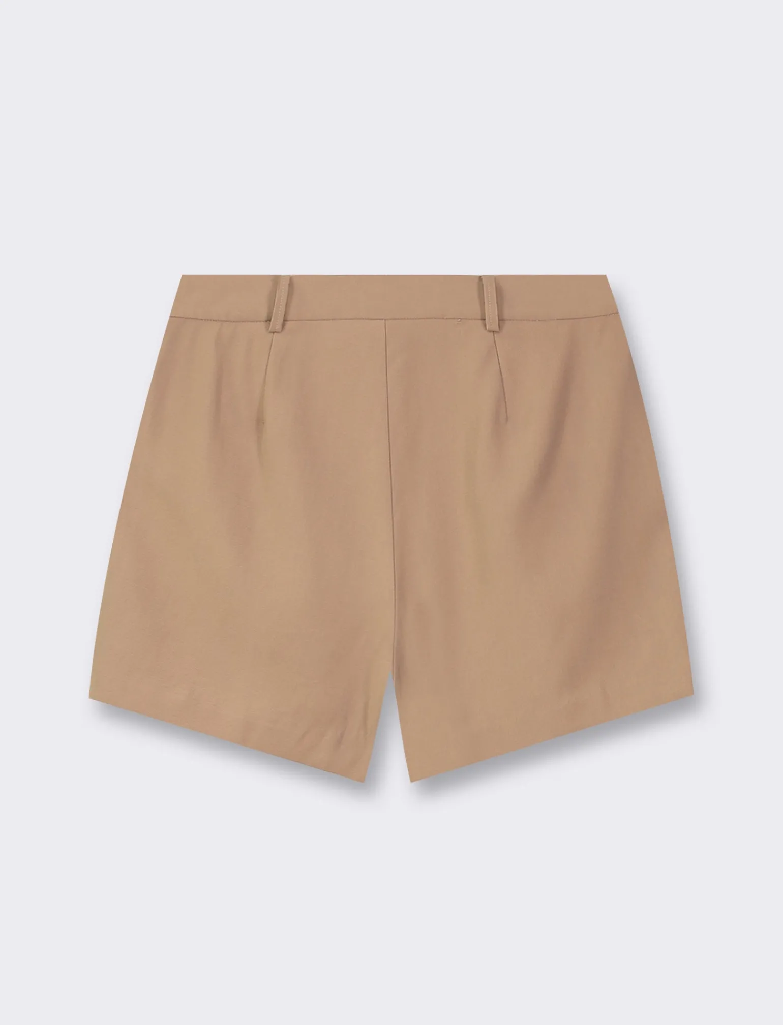 Donna Piazza Italia Shorts<Short formale in tessuto fliodo lunghezza media con chiusara con gancio e bottone - castoro