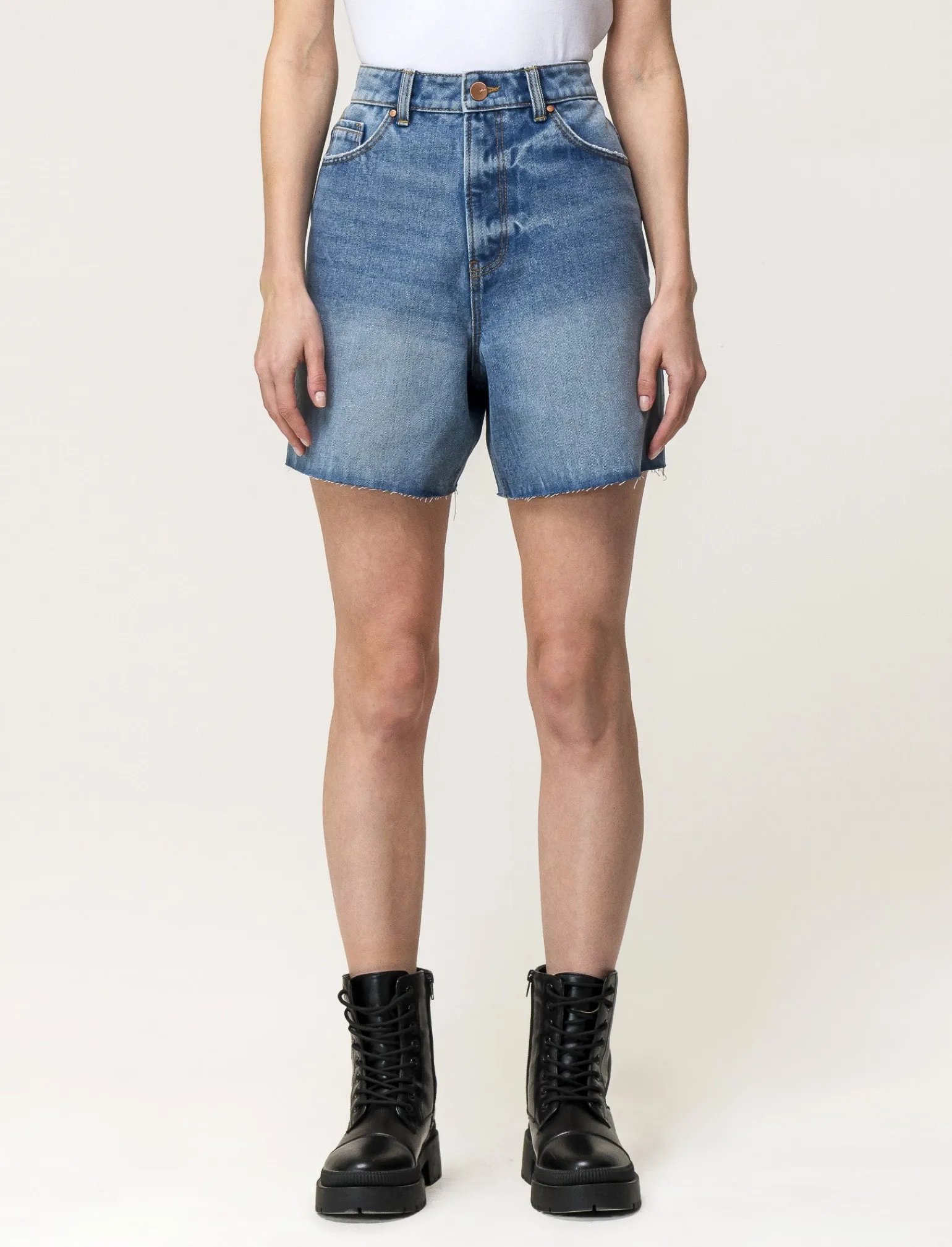 Donna Piazza Italia Shorts<Short in denim vestibilità regular in tessuto fisso fondo sfrangiato - Denim