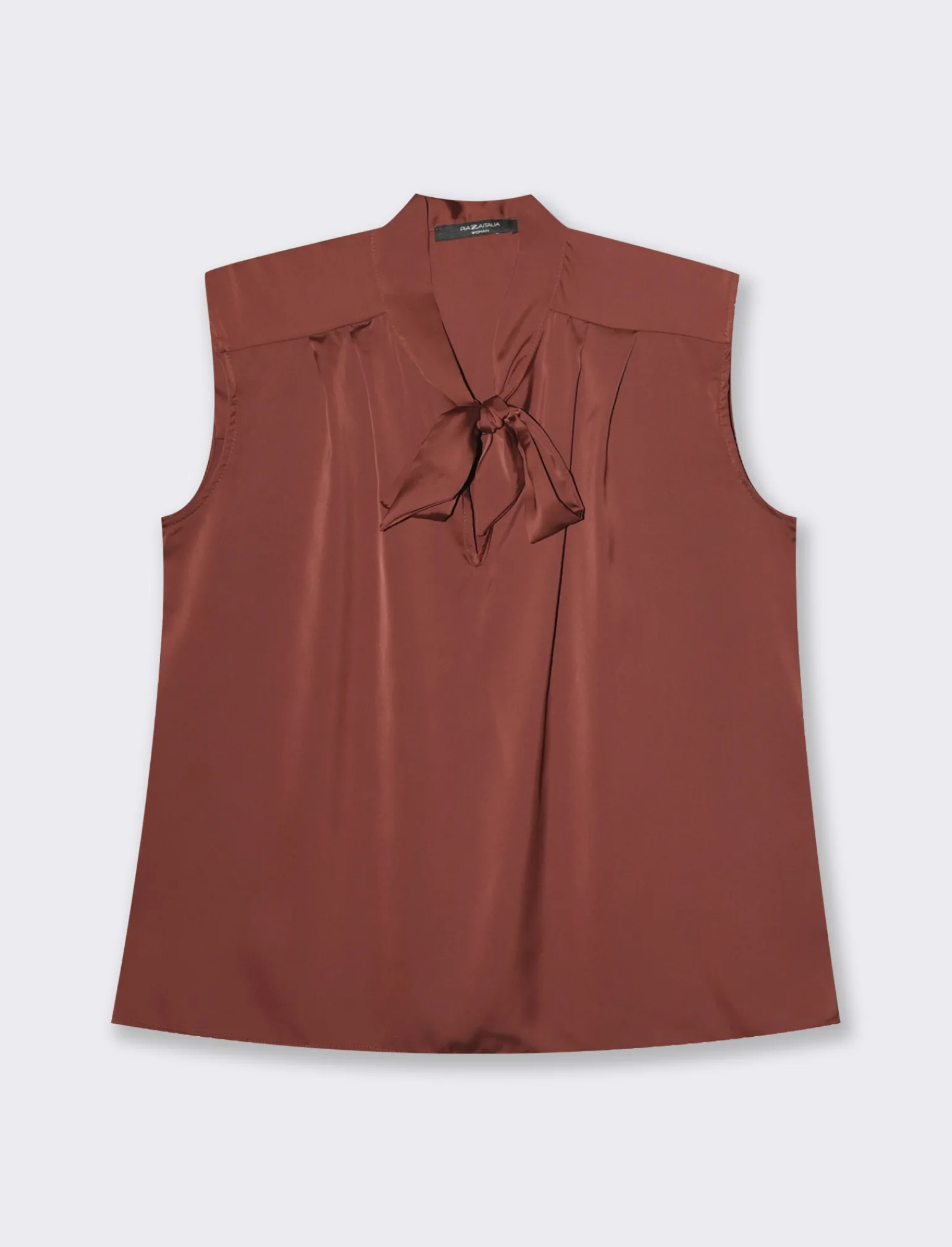 Donna Piazza Italia Donna | T-Shirt E Top<Top con fiocco al collo, vestibilità regular - coccio