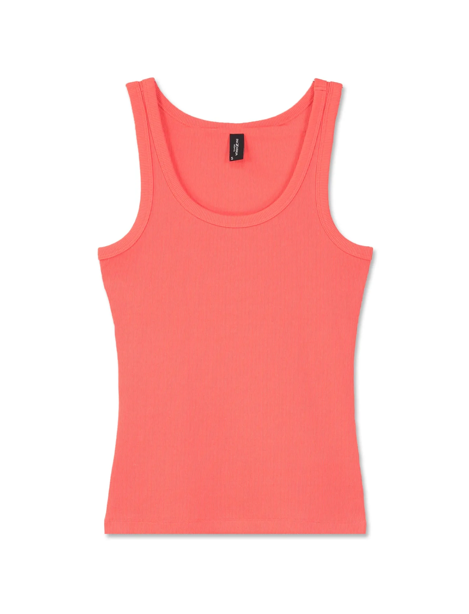 Donna Piazza Italia Donna | T-Shirt E Top<Top in cotone elastico, lavorazione a coste vestibilità slim - Corallo