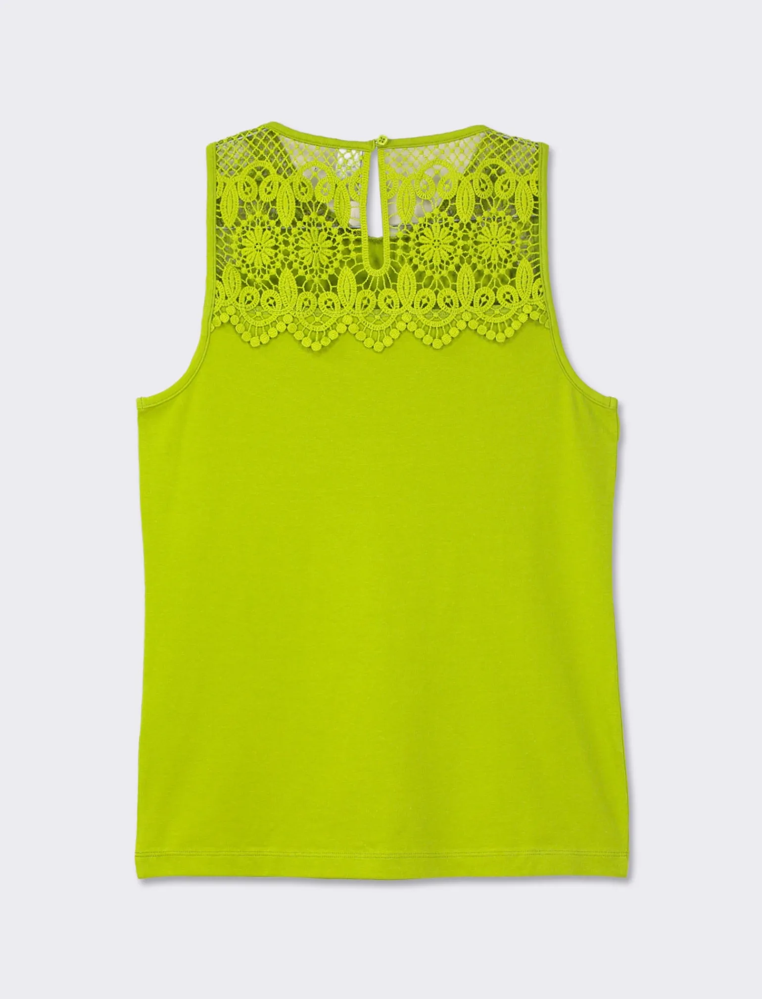 Donna Piazza Italia Donna<Top paricollo con inserti in pizzo tombolo e goccia con bottone al dietro - pistacchio