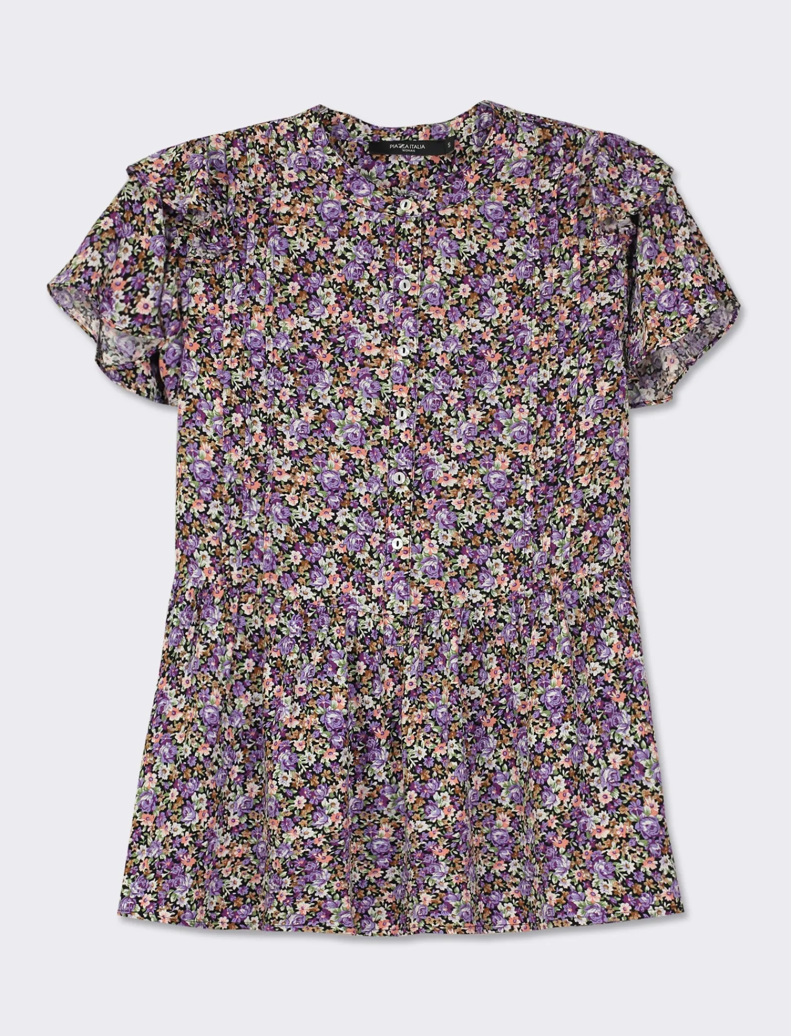 Donna Piazza Italia T-Shirt E Top<Top stampato con manica volant a apertura frontale con bottoni - var 2