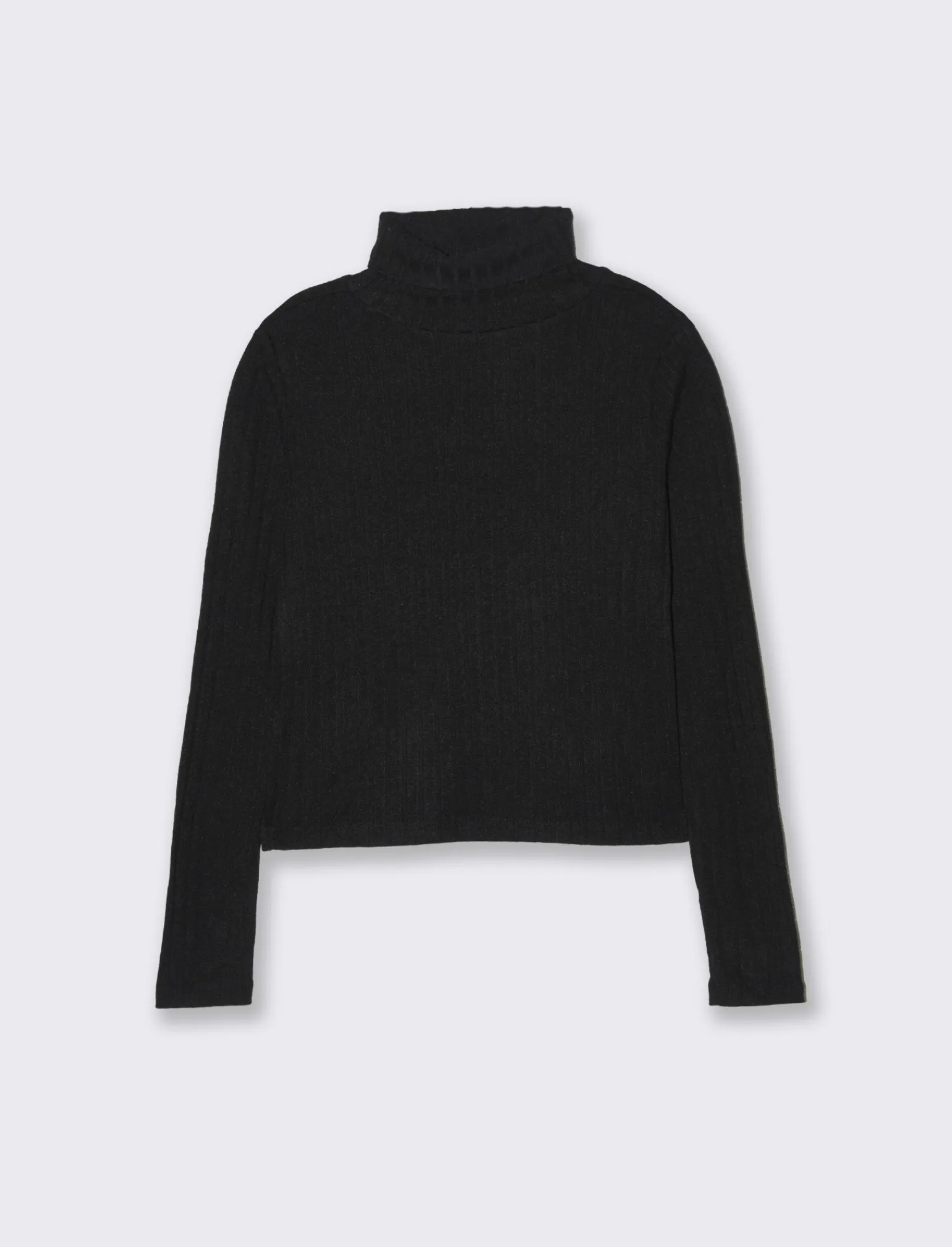 Donna Piazza Italia Maglieria<T-shirt a collo alto e manica lunga e tessuto lavorato a coste -