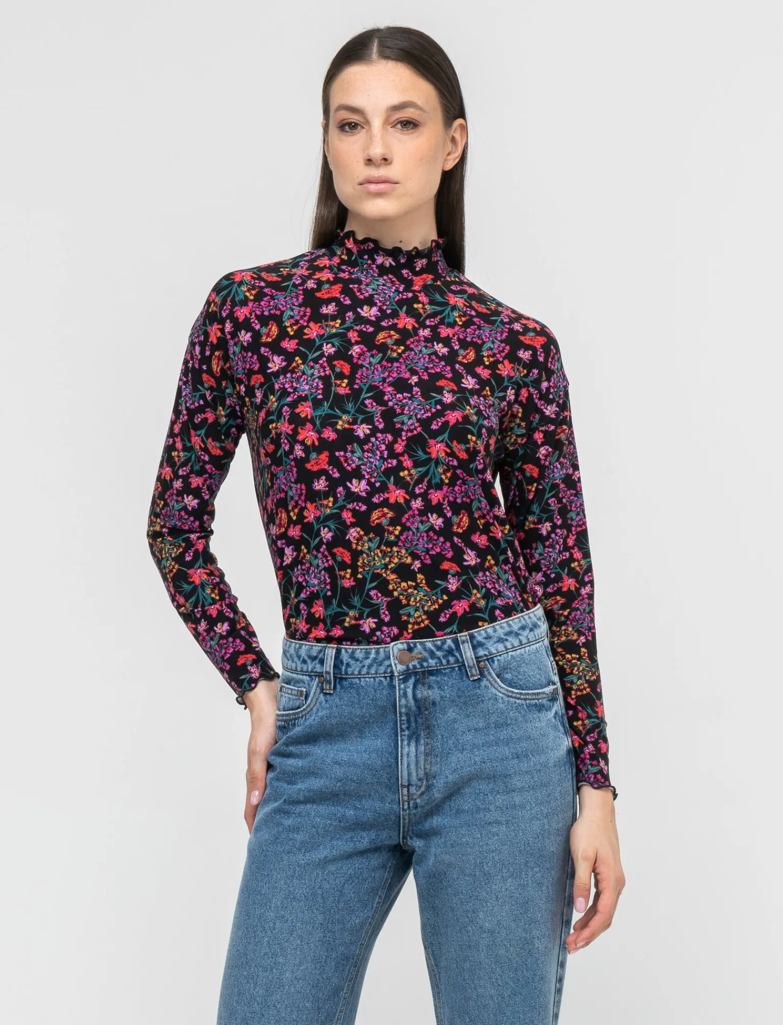 Donna Piazza Italia Donna | Maglieria<T-shirt a collo alto stampata a manica lunga - var 2