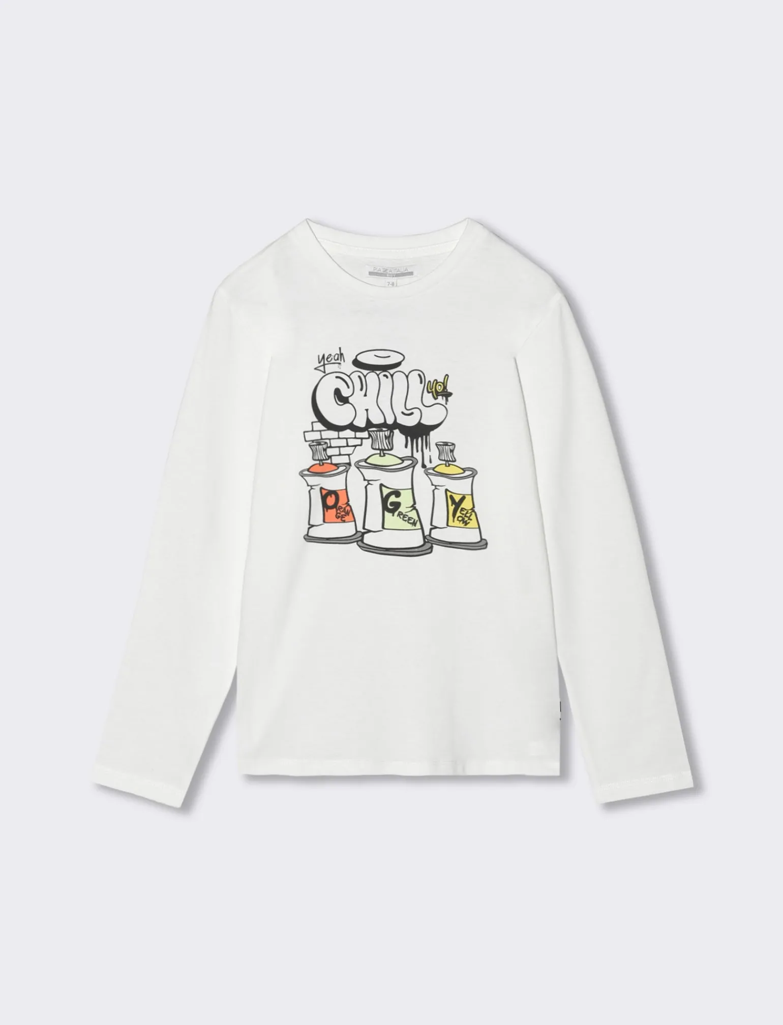 Bambino Piazza Italia Bambino | Maglieria<T-shirt a manica lunga in cotone con stampa davanti - sporco