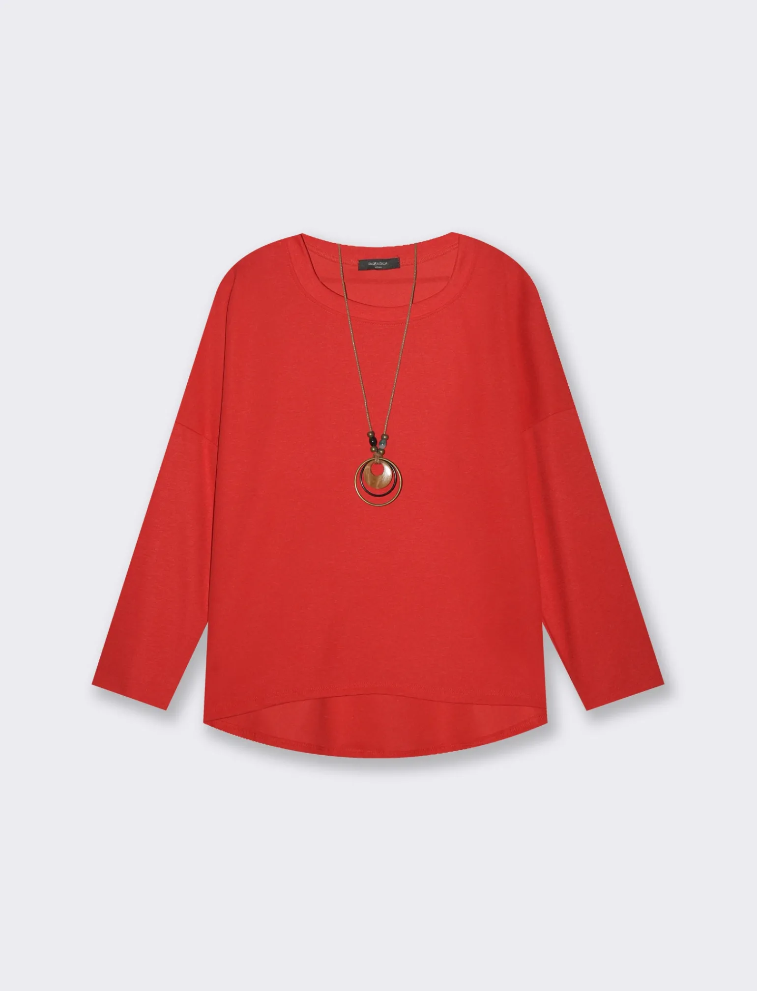 Donna Piazza Italia Donna | Maglieria<T-shirt basica manica lunga giro collo da donna - Bordeaux