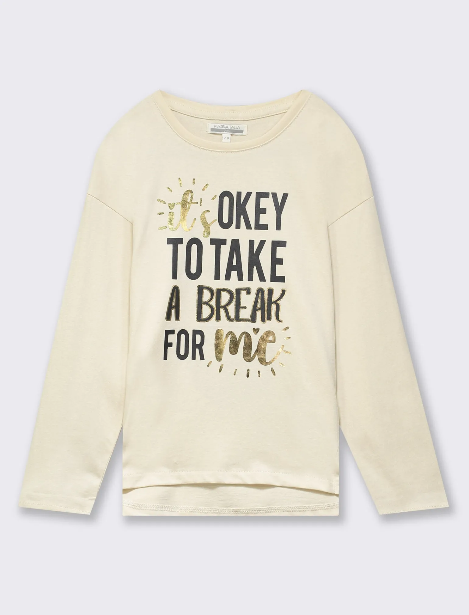 Piazza Italia Bambina | T-Shirt E Top<T-shirt con tagli obliqui e spacchetti sul davanti con stampa frontale effetto metallico -