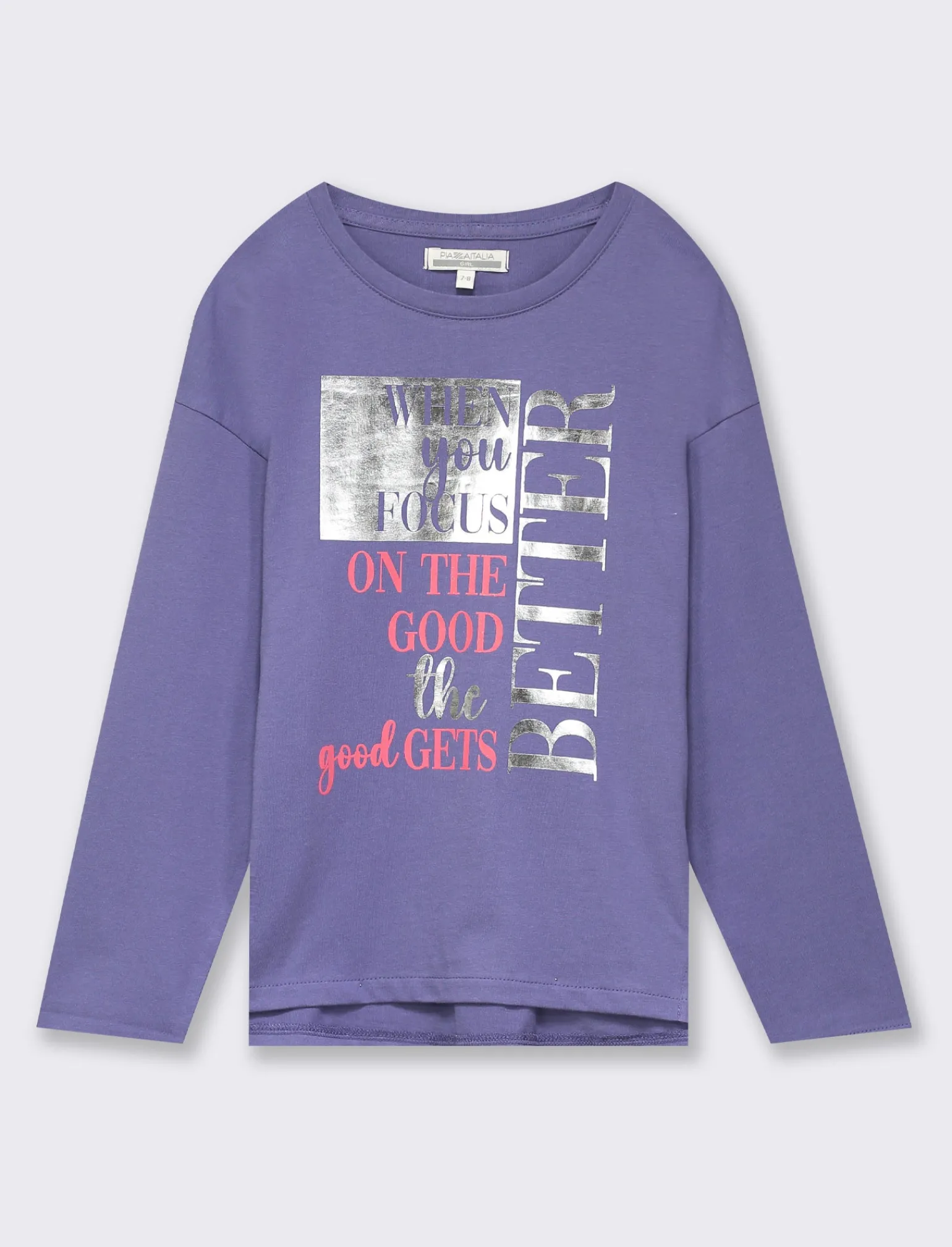 Piazza Italia Bambina | T-Shirt E Top<T-shirt con tagli obliqui e spacchetti sul davanti con stampa frontale effetto metallico -