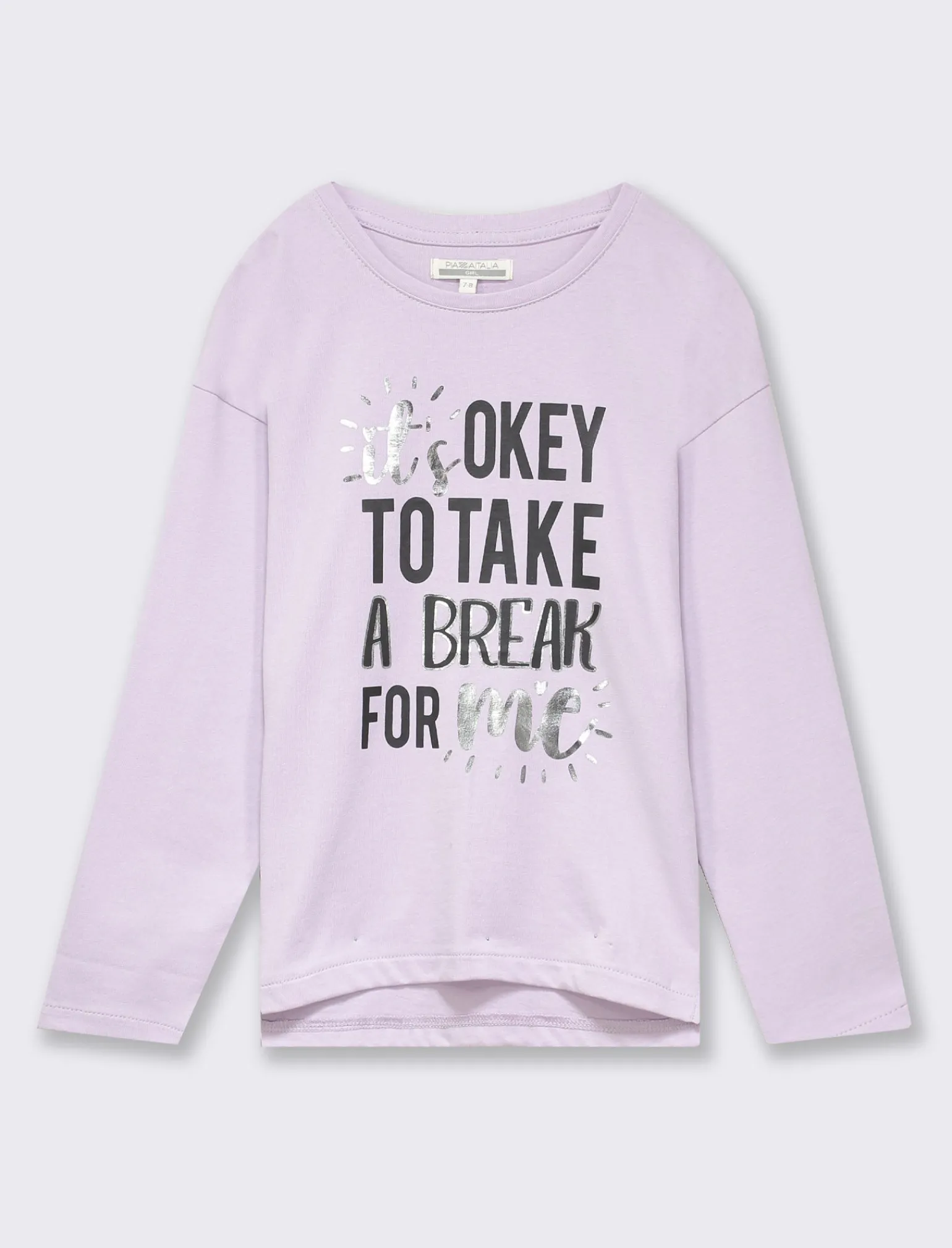 Piazza Italia Bambina | T-Shirt E Top<T-shirt con tagli obliqui e spacchetti sul davanti con stampa frontale effetto metallico - Lilla