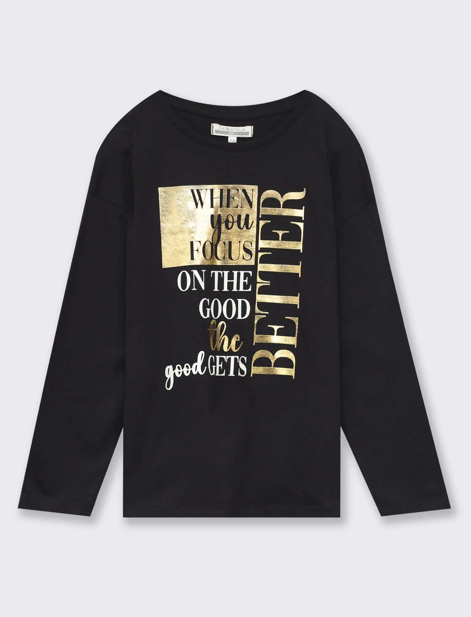 Piazza Italia Bambina | T-Shirt E Top<T-shirt con tagli obliqui e spacchetti sul davanti con stampa frontale effetto metallico -