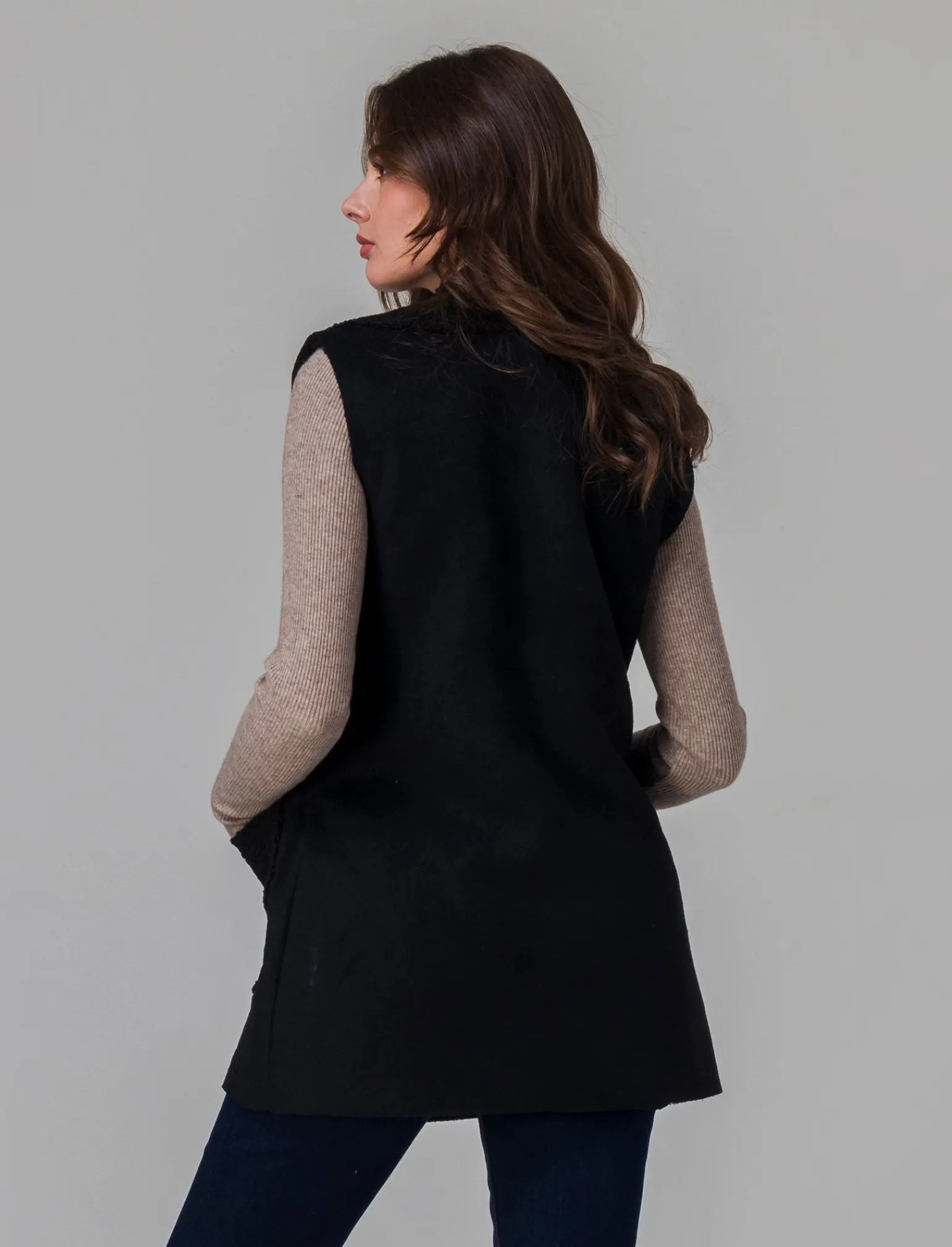 Donna Piazza Italia Donna | Maglieria<T-shirt crop manica lunga con mezzo collo lavorazione a coste strette - Grigio tortora