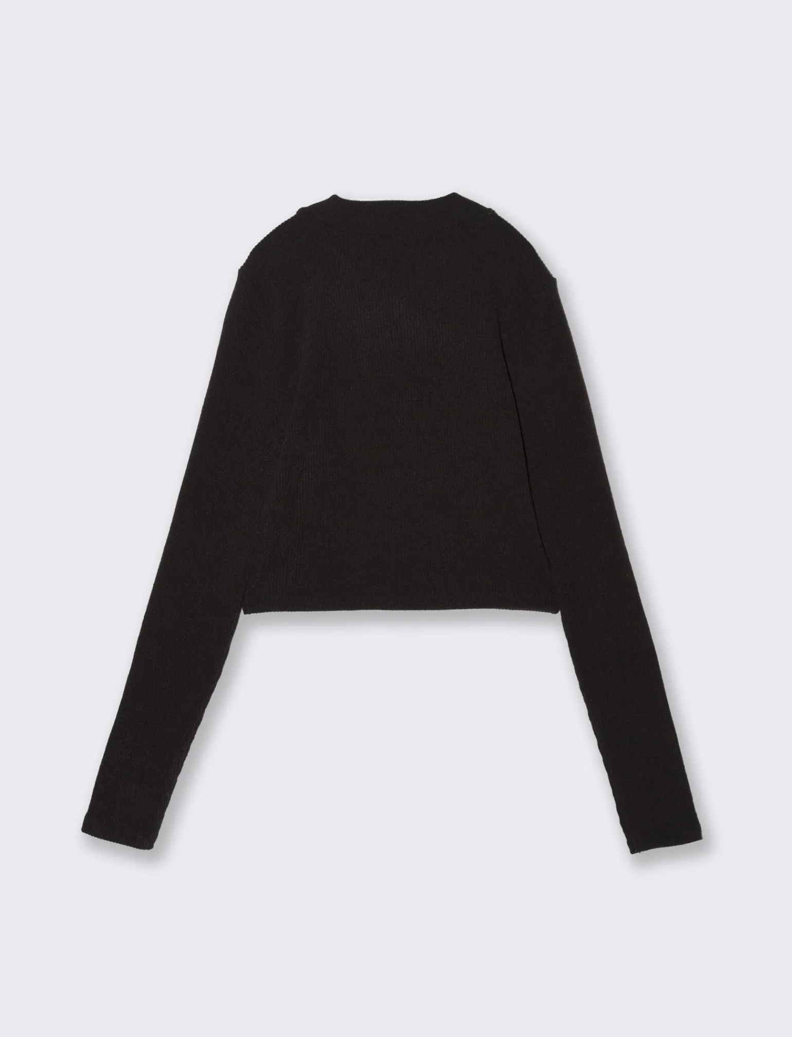 Donna Piazza Italia Donna | Maglieria<T-shirt crop manica lunga con mezzo collo lavorazione a coste strette - Nero