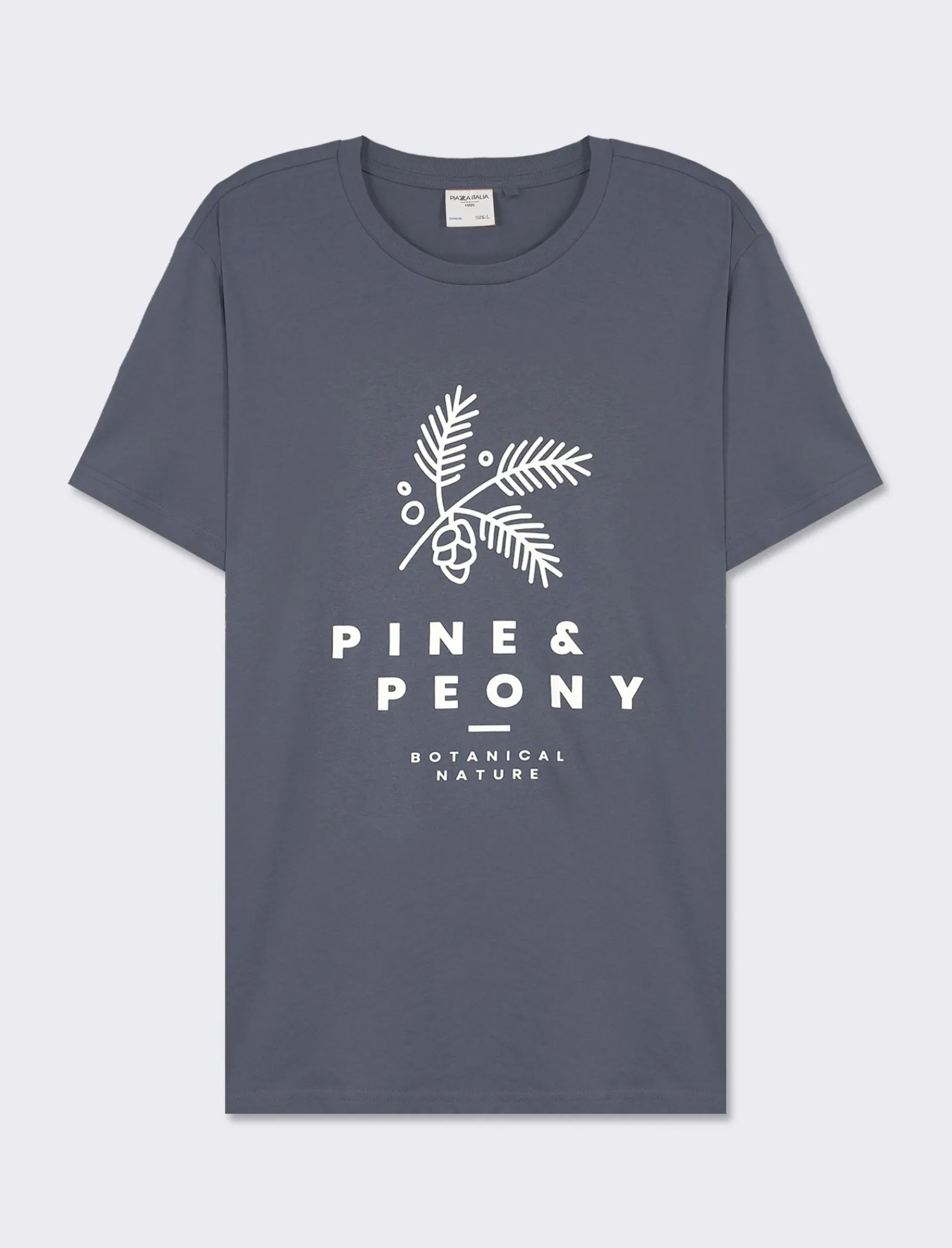 Uomo Piazza Italia Uomo | Polo E T-Shirt<T-shirt girocollo con stampa a contrasto sulle maniche regular fit - Avion