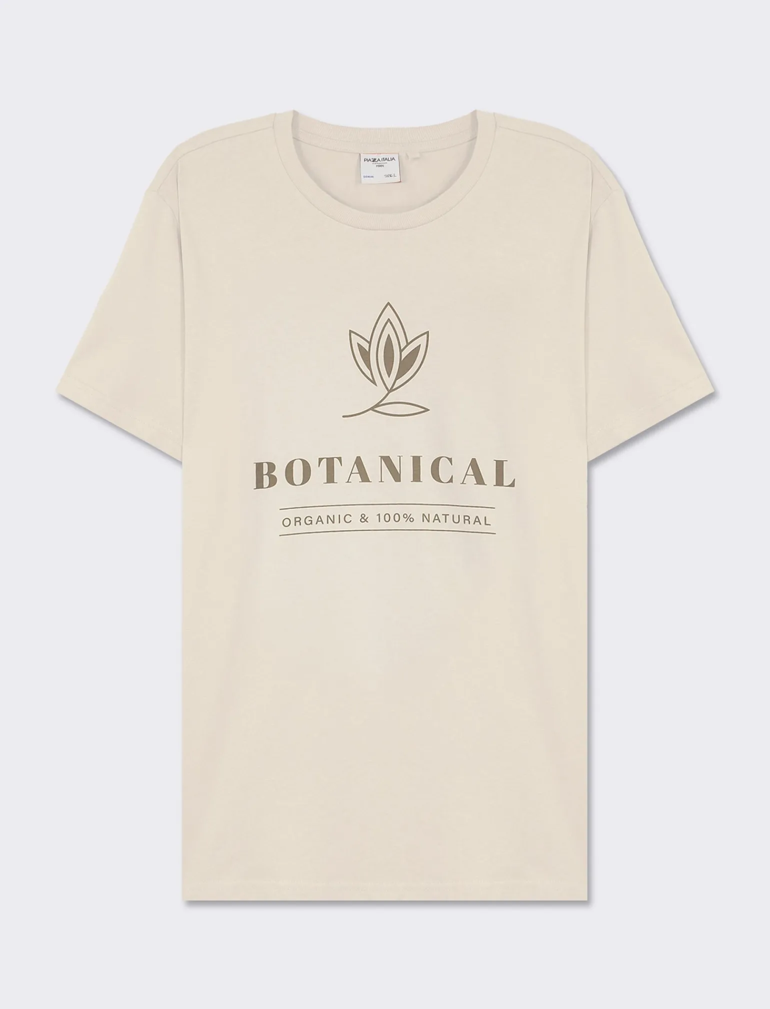 Uomo Piazza Italia Uomo | Polo E T-Shirt<T-shirt girocollo con stampa a contrasto sulle maniche regular fit - latte