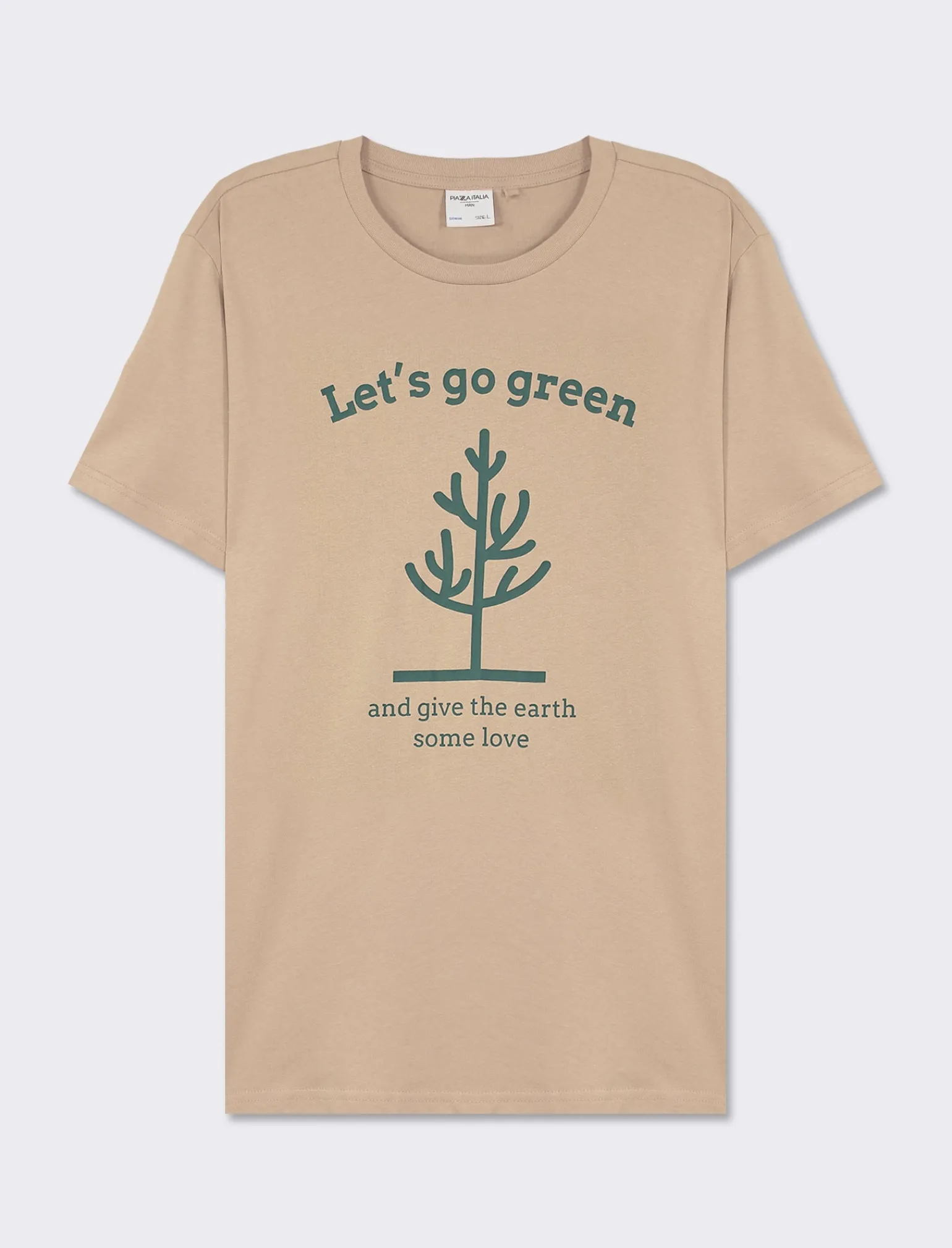 Uomo Piazza Italia Uomo | Polo E T-Shirt<T-shirt girocollo con stampa a contrasto sulle maniche regular fit - tortora