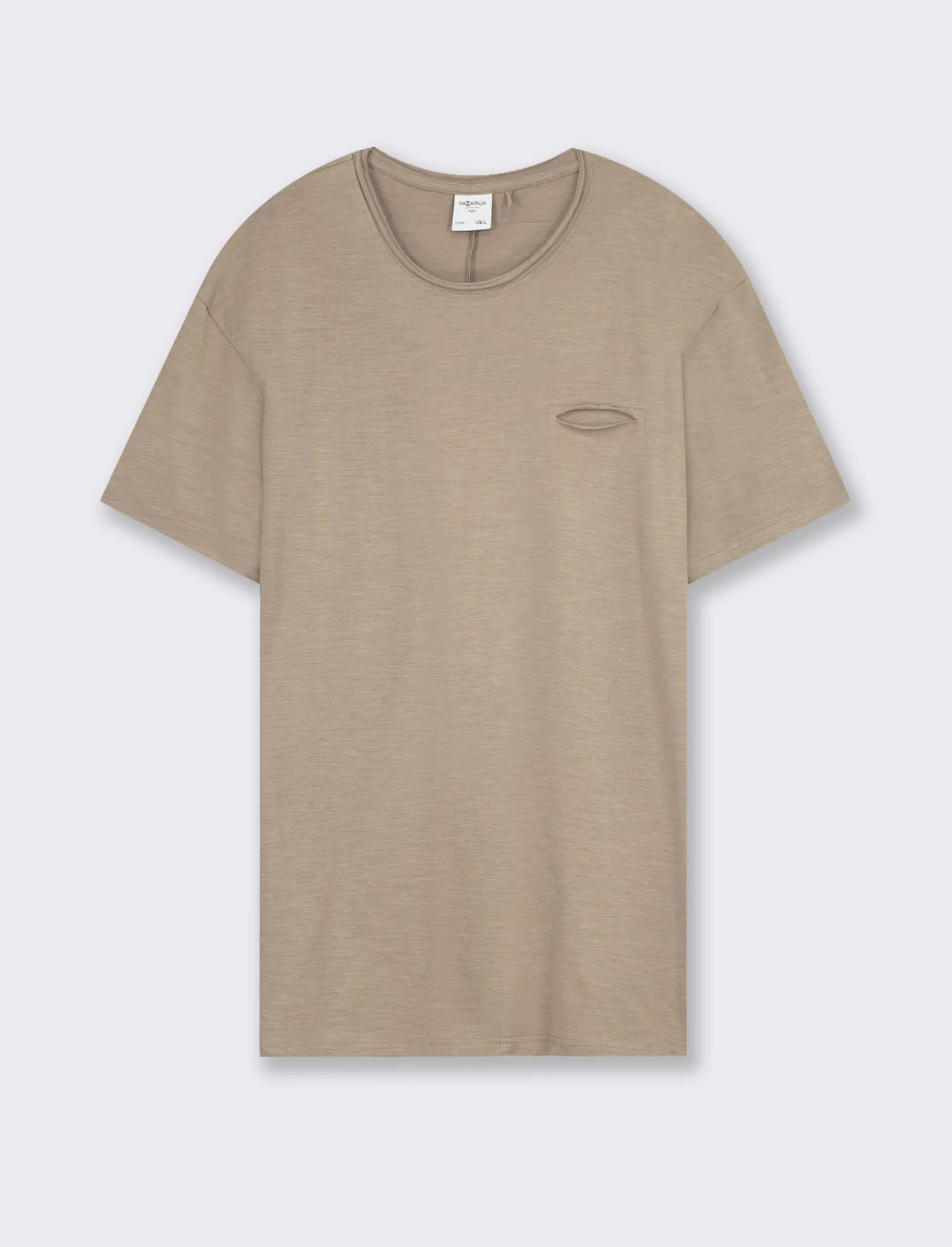 Uomo Piazza Italia Uomo | Polo E T-Shirt<T-shirt girocollo maniche corte loose fit in jersey slub puro cotone - kaki