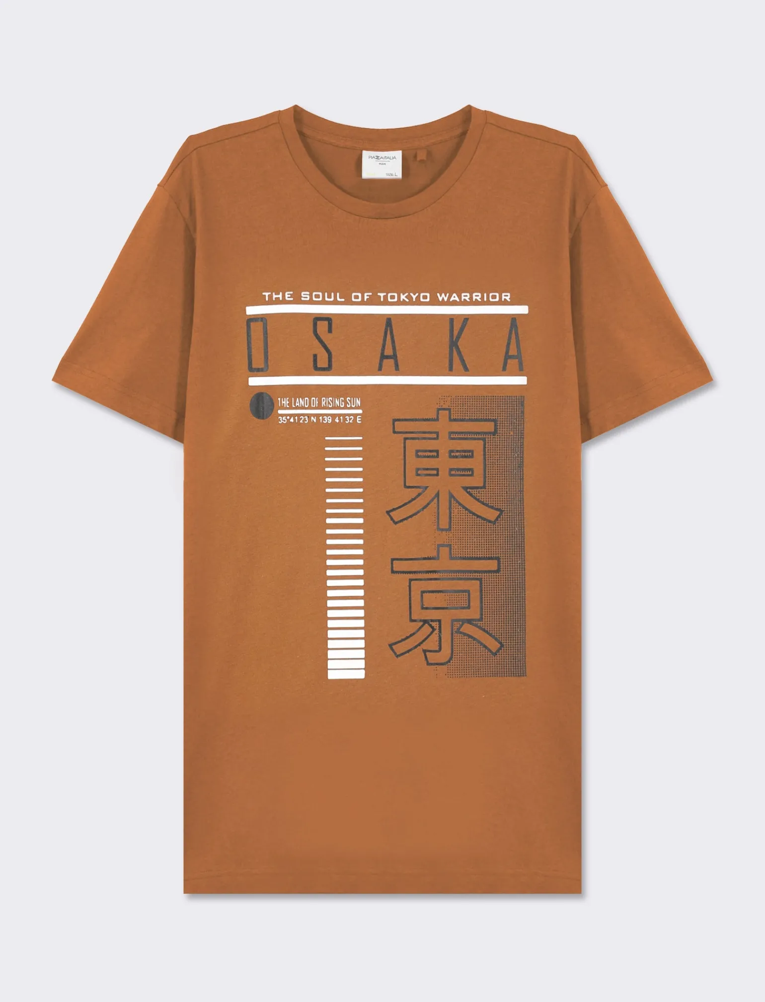 Uomo Piazza Italia Uomo | Polo E T-Shirt<T-shirt girocollo maniche corte regular fit college inspiration - tabacco