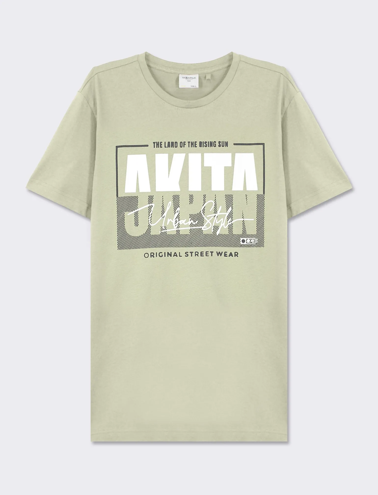 Uomo Piazza Italia Uomo | Polo E T-Shirt<T-shirt girocollo maniche corte regular fit college inspiration - salvia