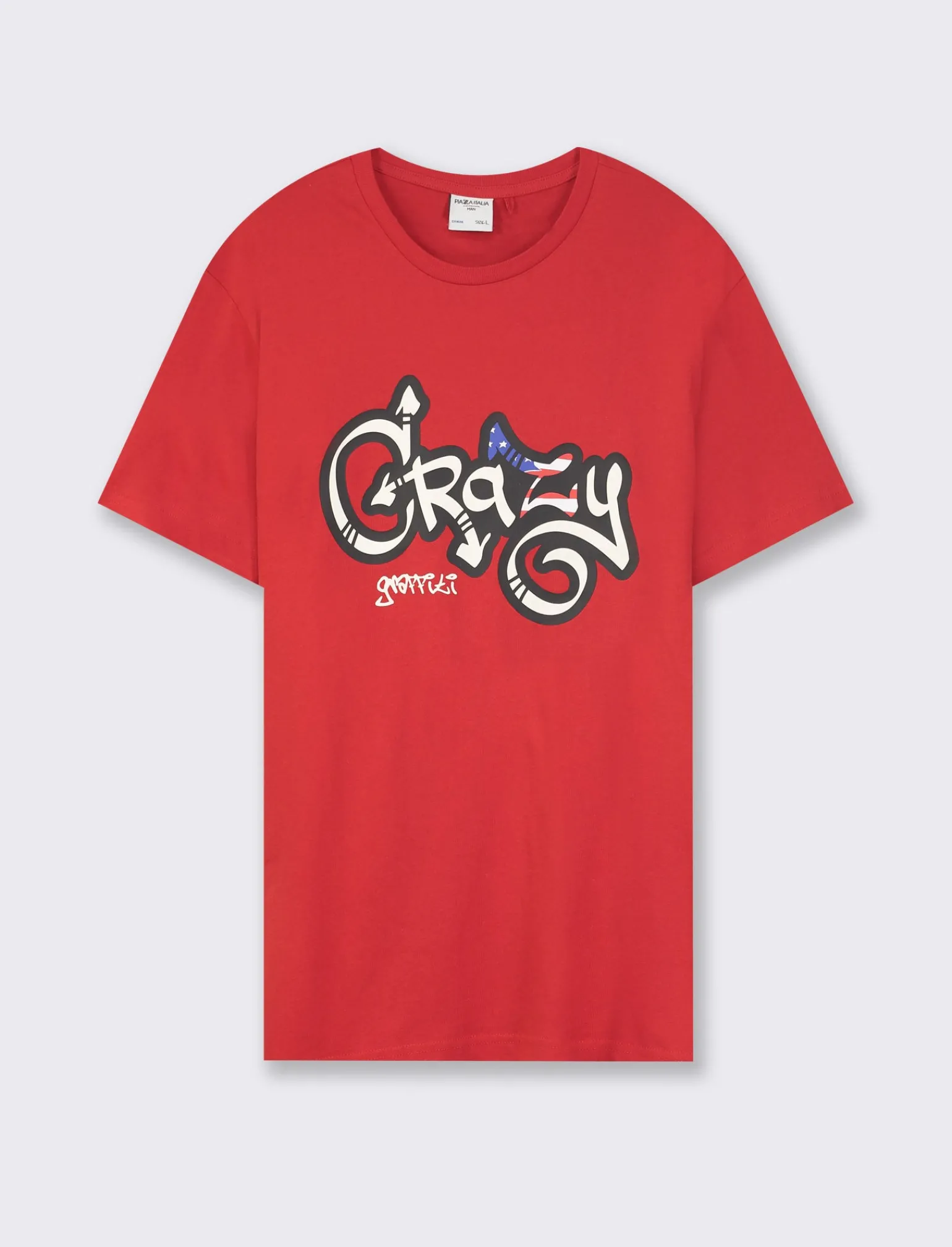 Uomo Piazza Italia Uomo | Polo E T-Shirt<T-shirt girocollo maniche corte regular fit con stampa graffiti USA Inspiration -