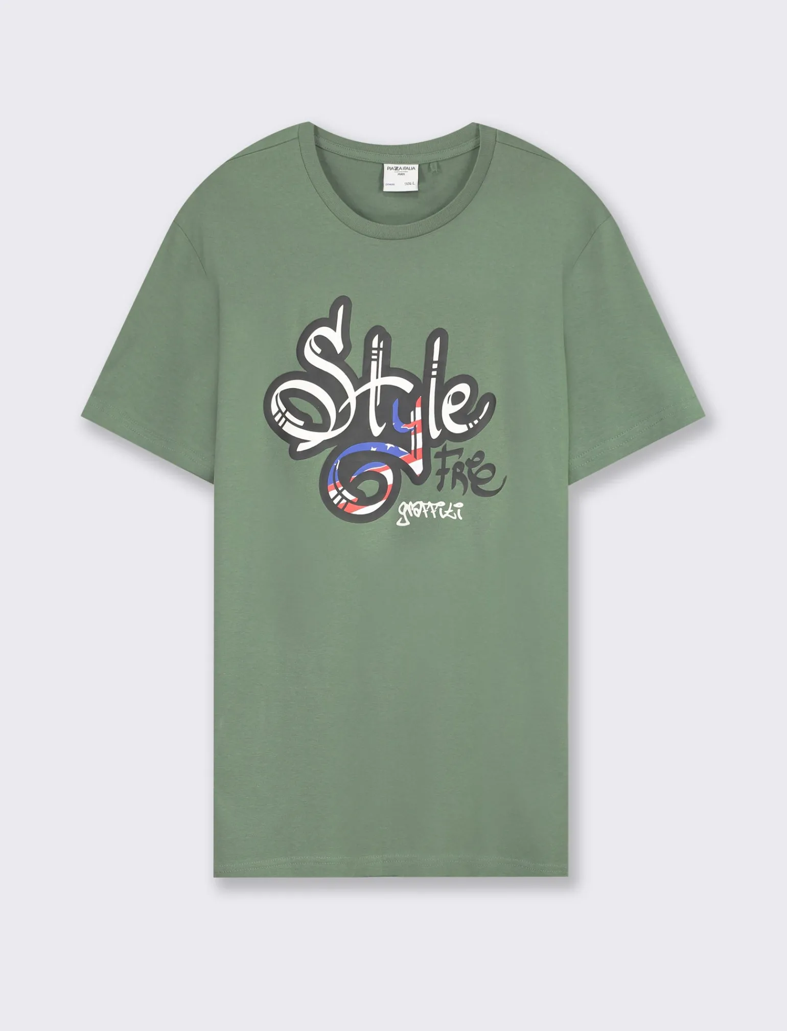 Uomo Piazza Italia Uomo | Polo E T-Shirt<T-shirt girocollo maniche corte regular fit con stampa graffiti USA Inspiration -