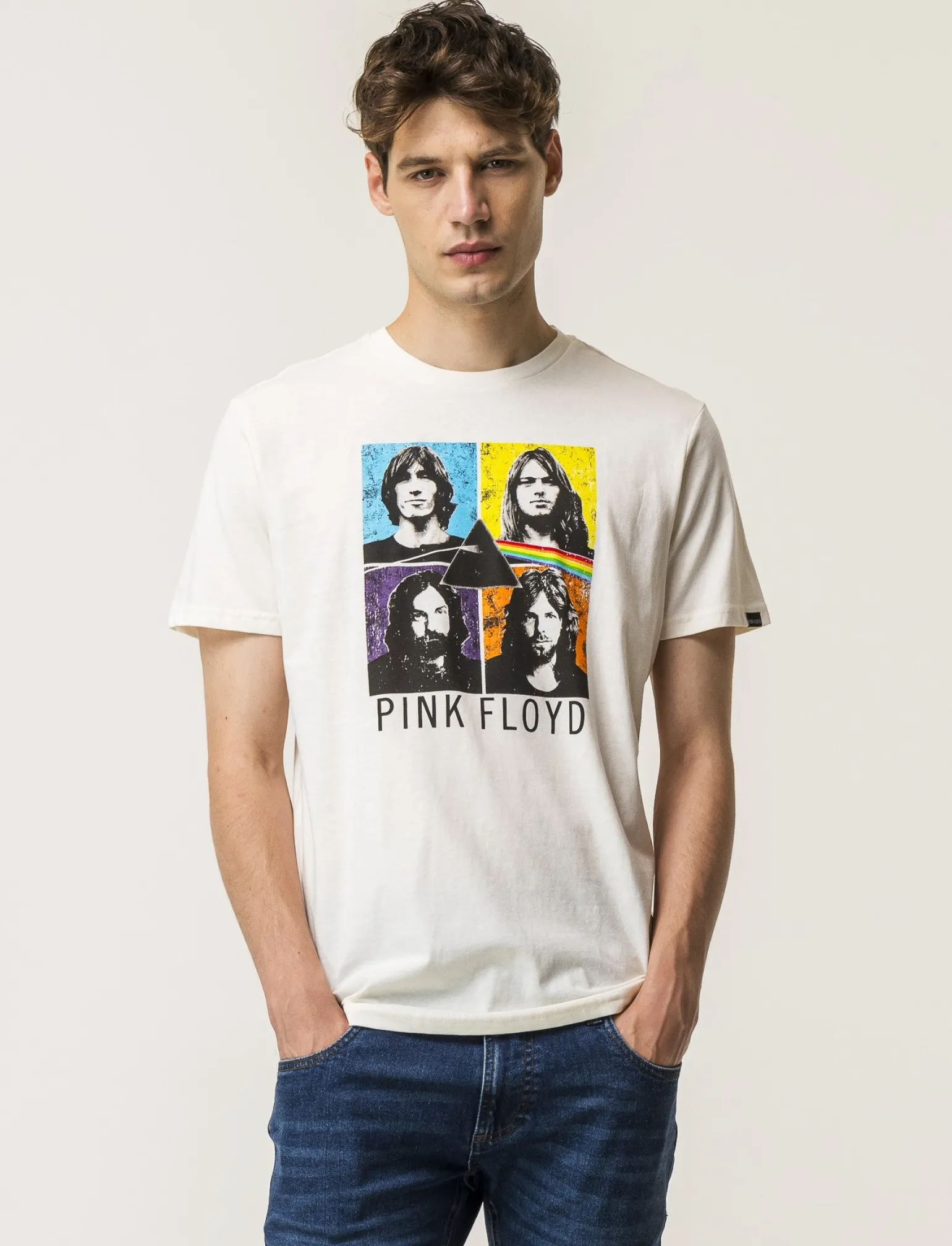 Uomo Piazza Italia Uomo | Polo E T-Shirt<T-shirt girocollo maniche corte regular fit con stampa PINKFLOYD License - sporco