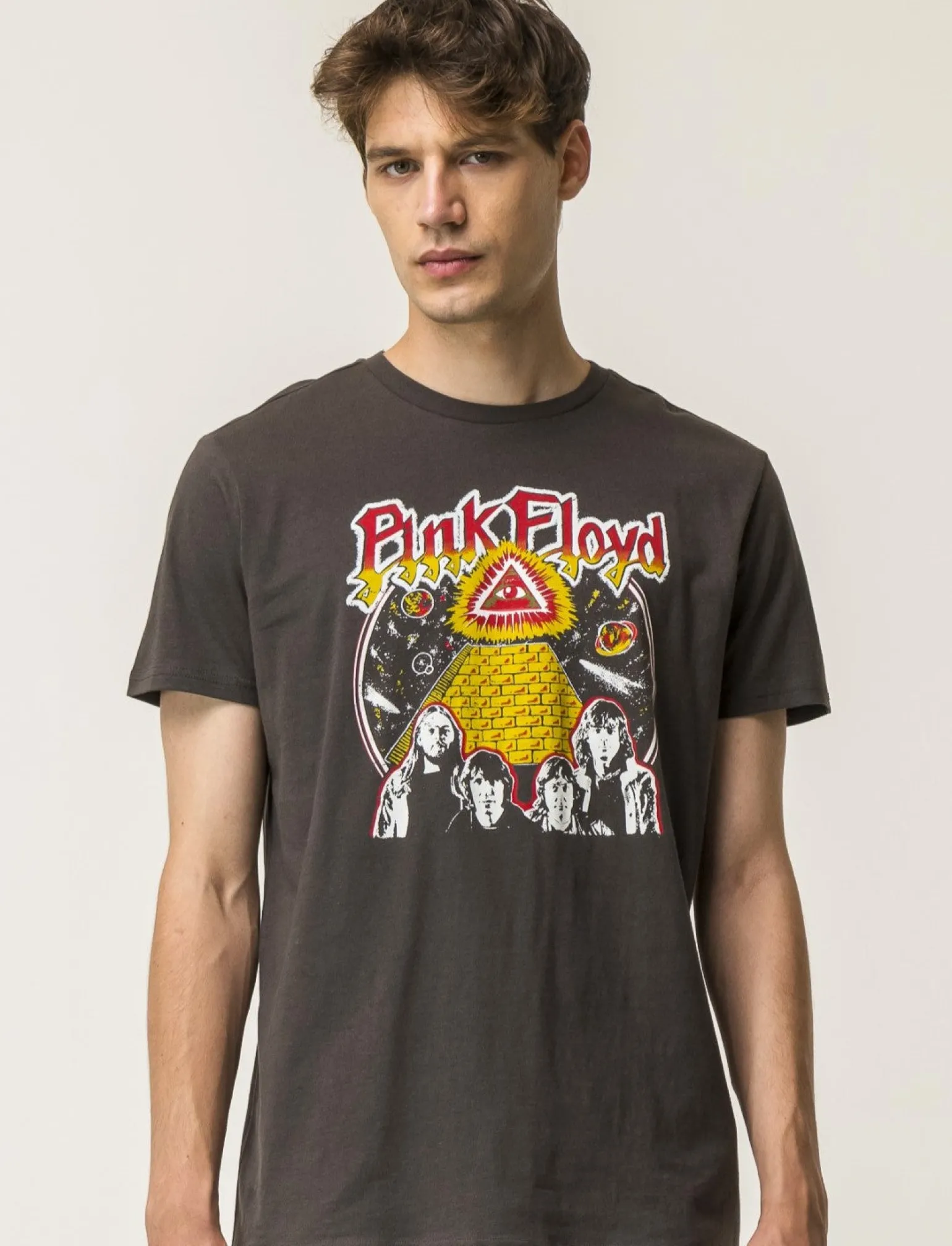 Uomo Piazza Italia Uomo | Polo E T-Shirt<T-shirt girocollo maniche corte regular fit con stampa PINKFLOYD License - asfalto
