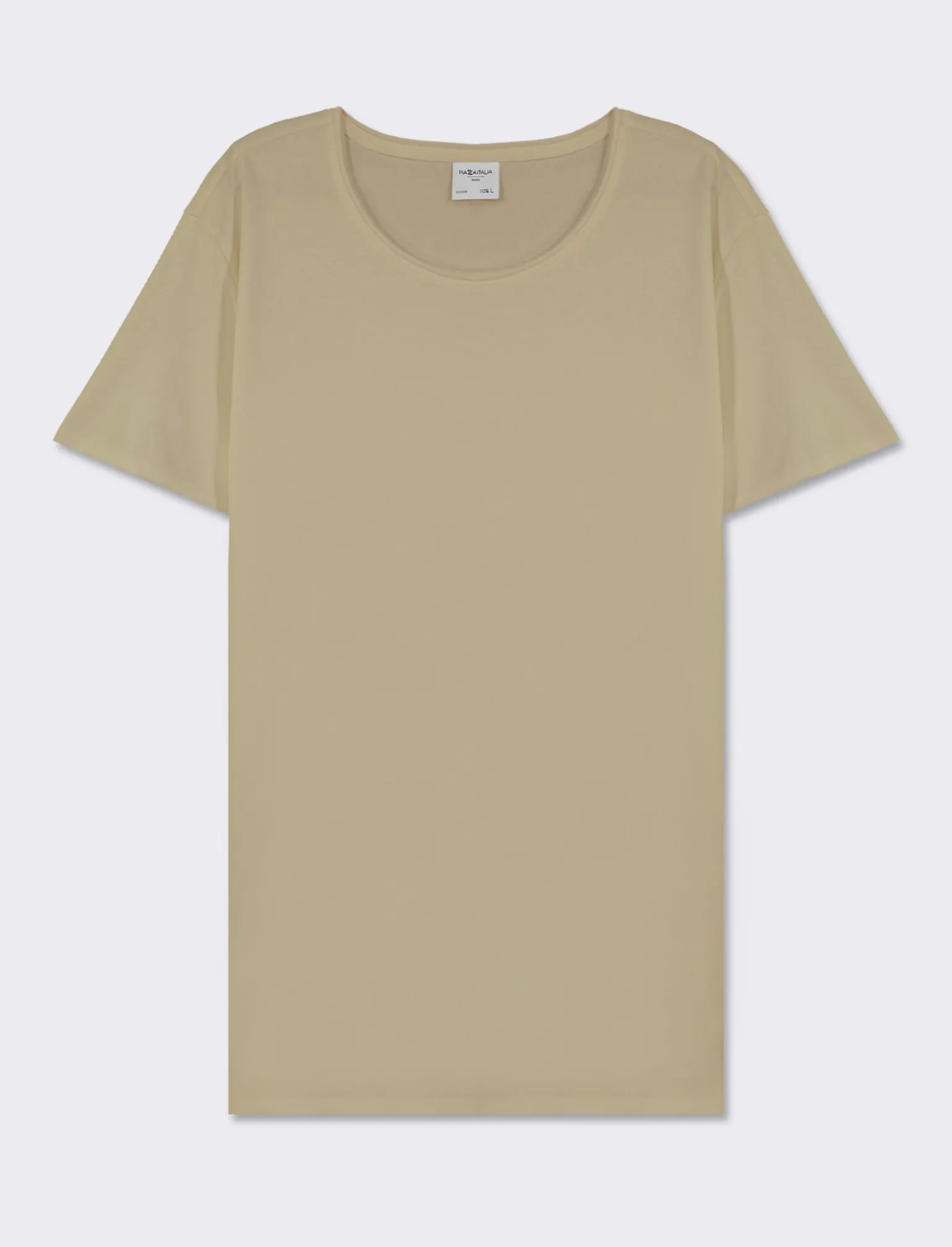 Uomo Piazza Italia Uomo | Polo E T-Shirt<T-shirt girocollo maniche corte regular fit in jersey in puro cotone - stone