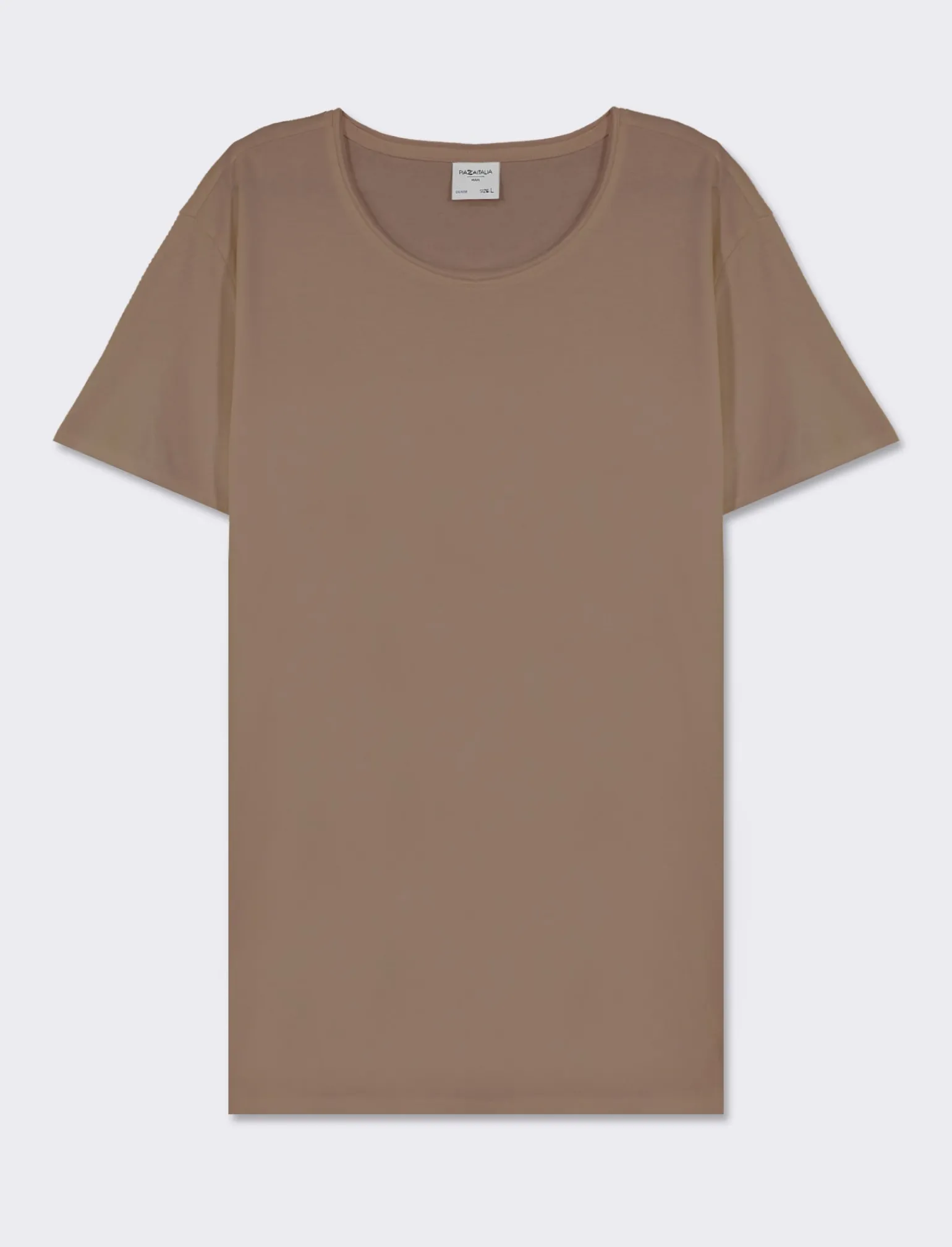 Uomo Piazza Italia Uomo | Polo E T-Shirt<T-shirt girocollo maniche corte regular fit in jersey in puro cotone - kaki