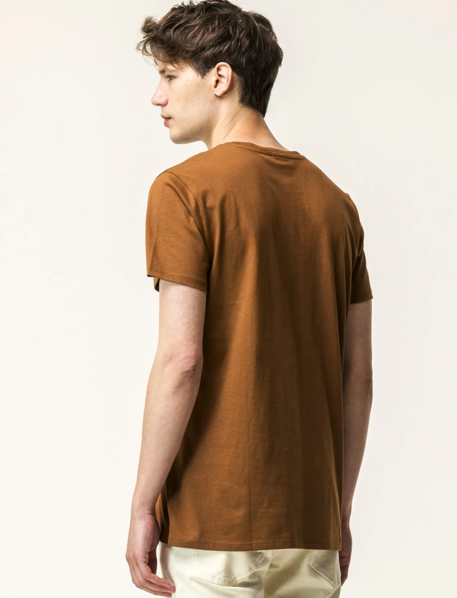 Uomo Piazza Italia Uomo | Polo E T-Shirt<T-shirt girocollo maniche corte regular fit in jersey puro cotone - tabacco