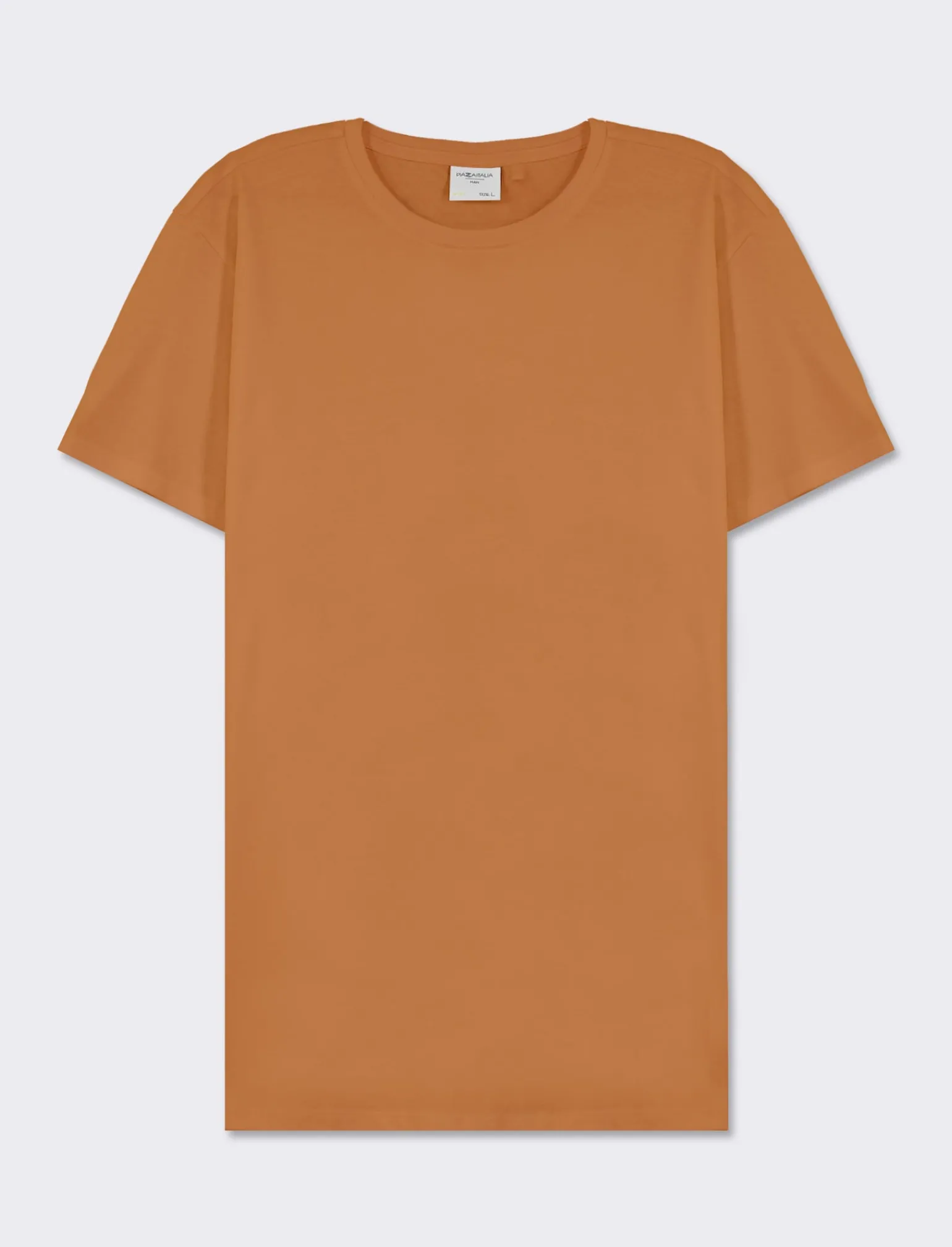 Uomo Piazza Italia Uomo | Polo E T-Shirt<T-shirt girocollo maniche corte regular fit in jersey puro cotone - tabacco