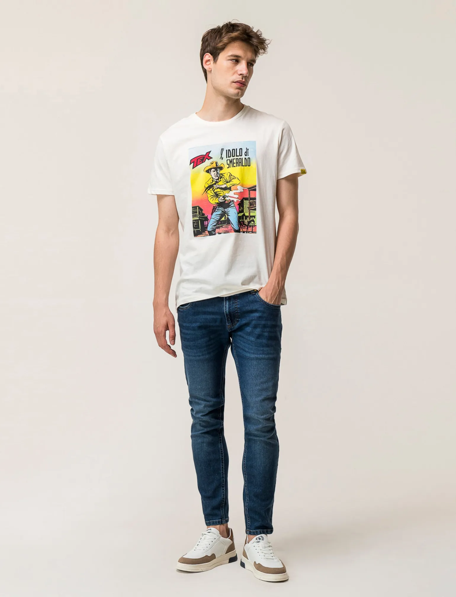 Uomo Piazza Italia Uomo | Polo E T-Shirt<T-shirt girocollo maniche corte regular fitcon TEX WILLER License - sporco