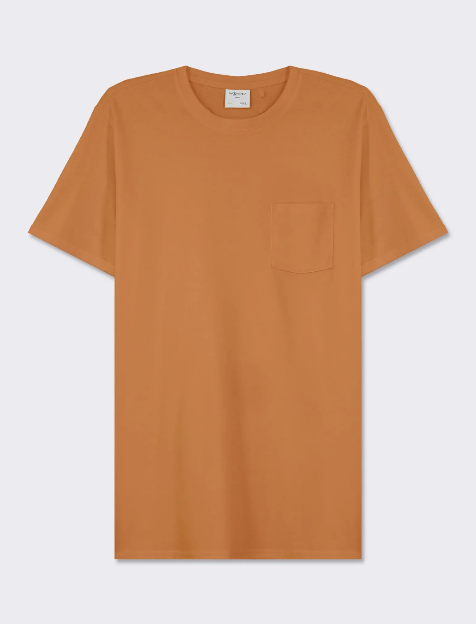 Uomo Piazza Italia Uomo | Polo E T-Shirt<T-shirt girocollo maniche corte regularfit in jersey puro cotone - tabacco