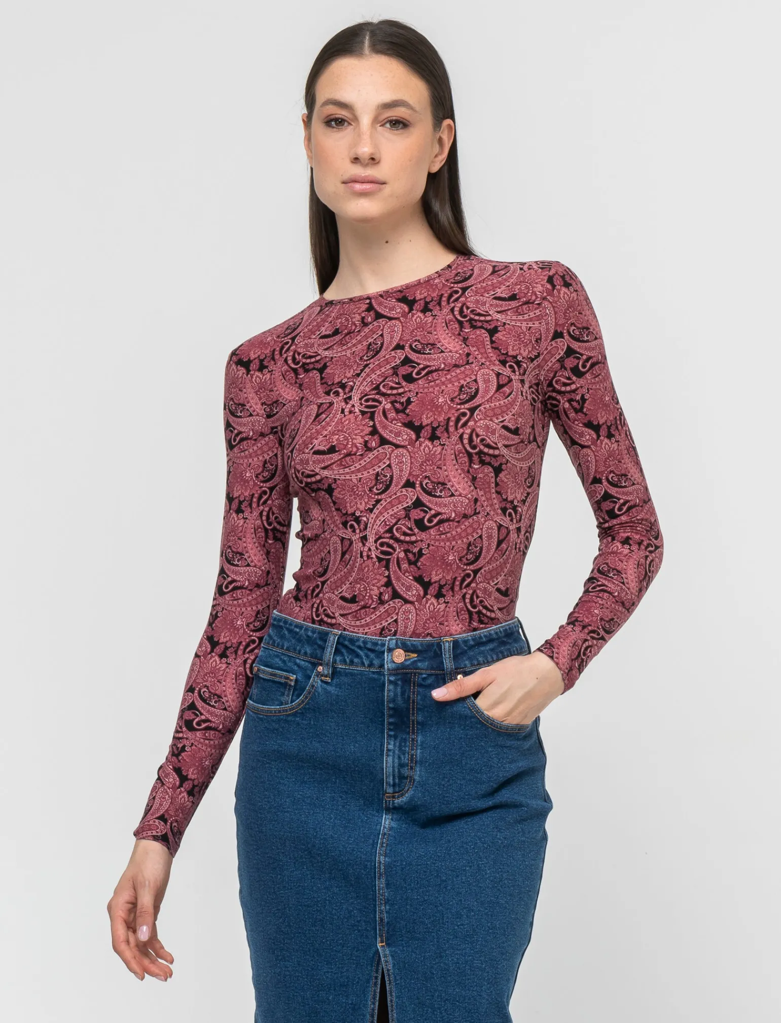 Donna Piazza Italia Donna | Maglieria<T-shirt girocollo stampata manica lunga - var 2